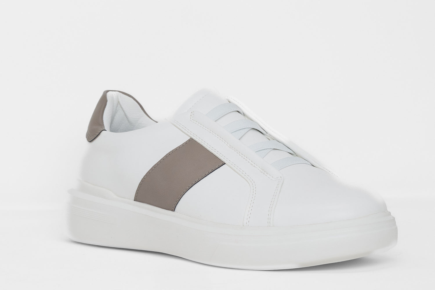 Sneaker Triple Elastic Bicolor Bianca | Kaki
