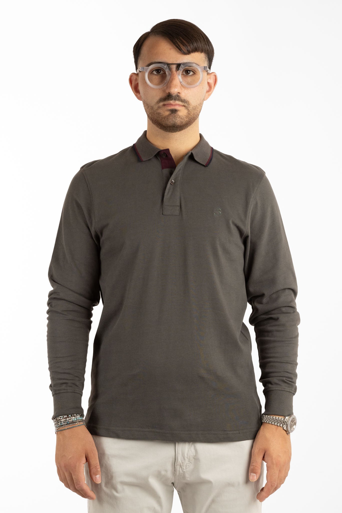 Basic Cotton Long-Sleeve Polo | 2 for €50 | Dark Green