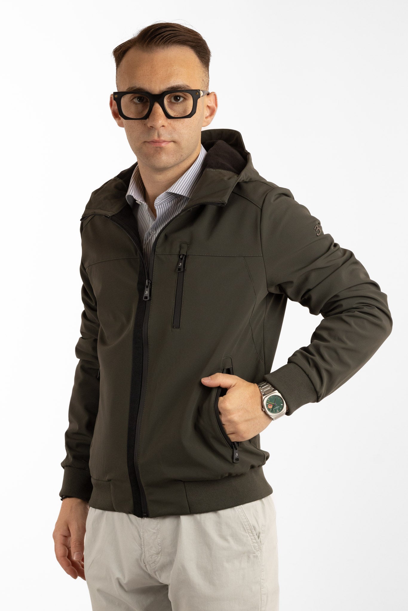 Blouson aviateur déperlant Mutino à capuche | Vert