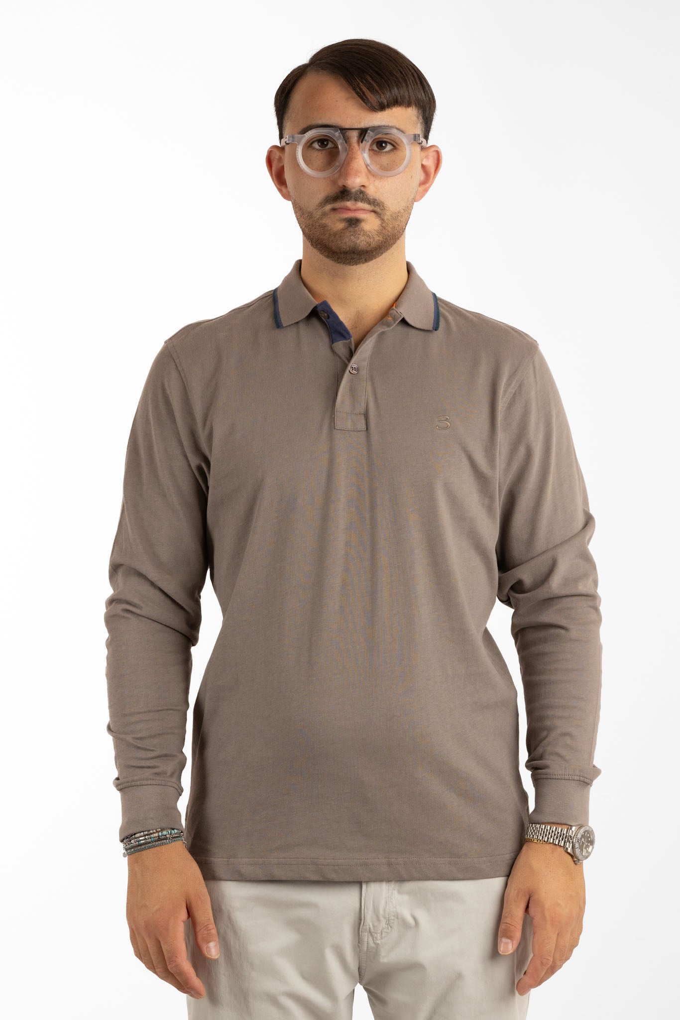 Long-Sleeved Warm Cotton Basic Polo | 2 for €50 | Grey