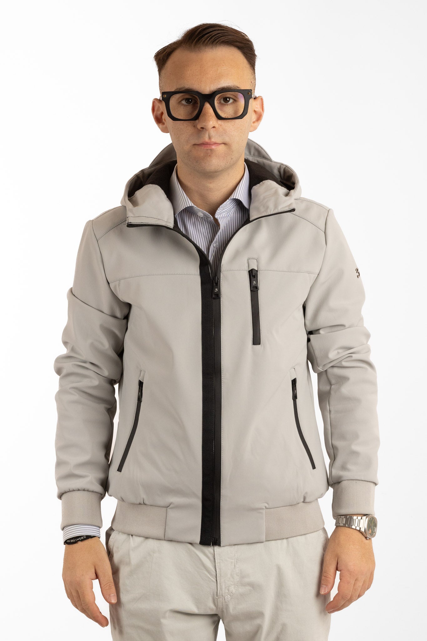 Water-Repellent Hooded Bomber Jacket | Ice
