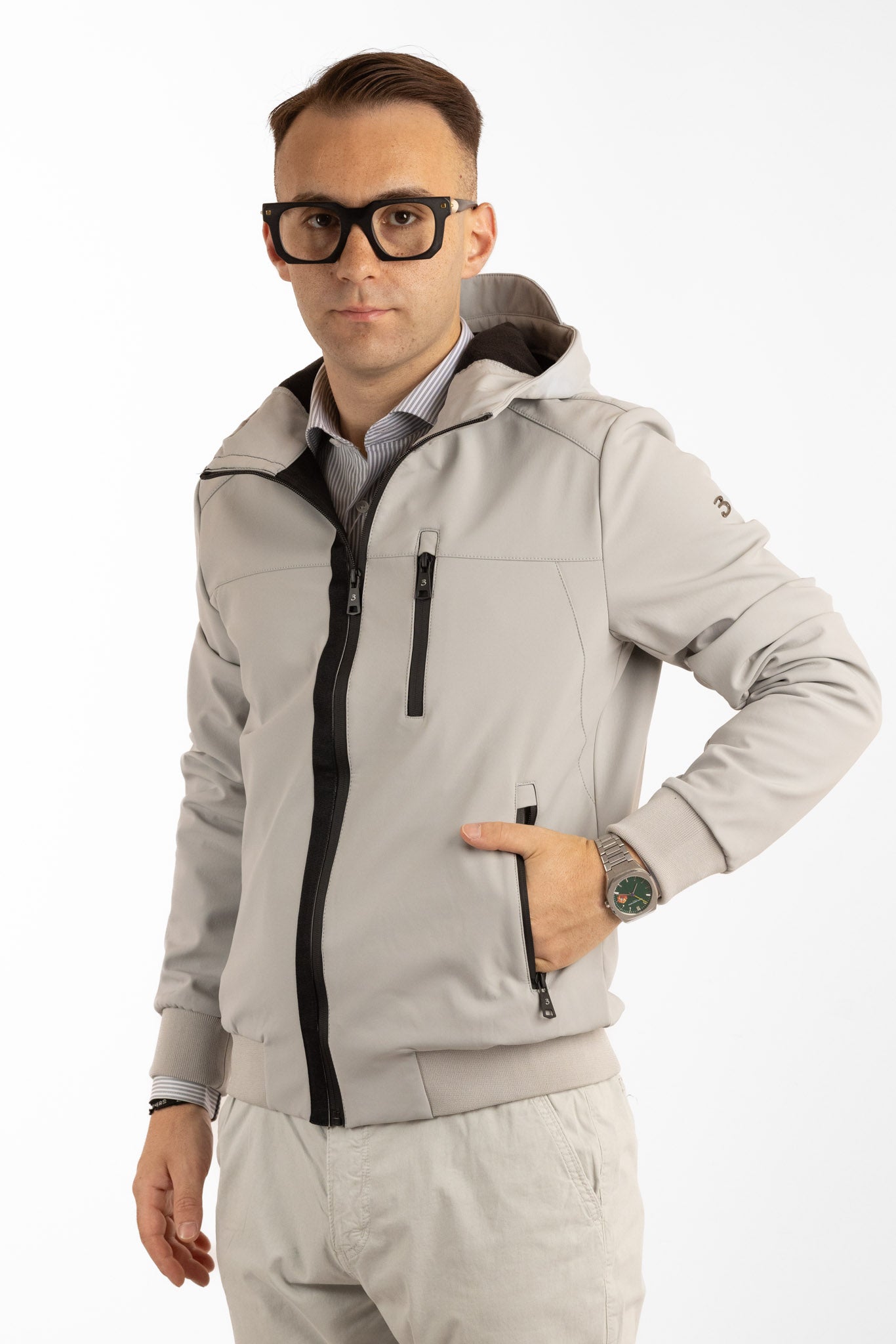 Water-Repellent Hooded Bomber Jacket | Ice