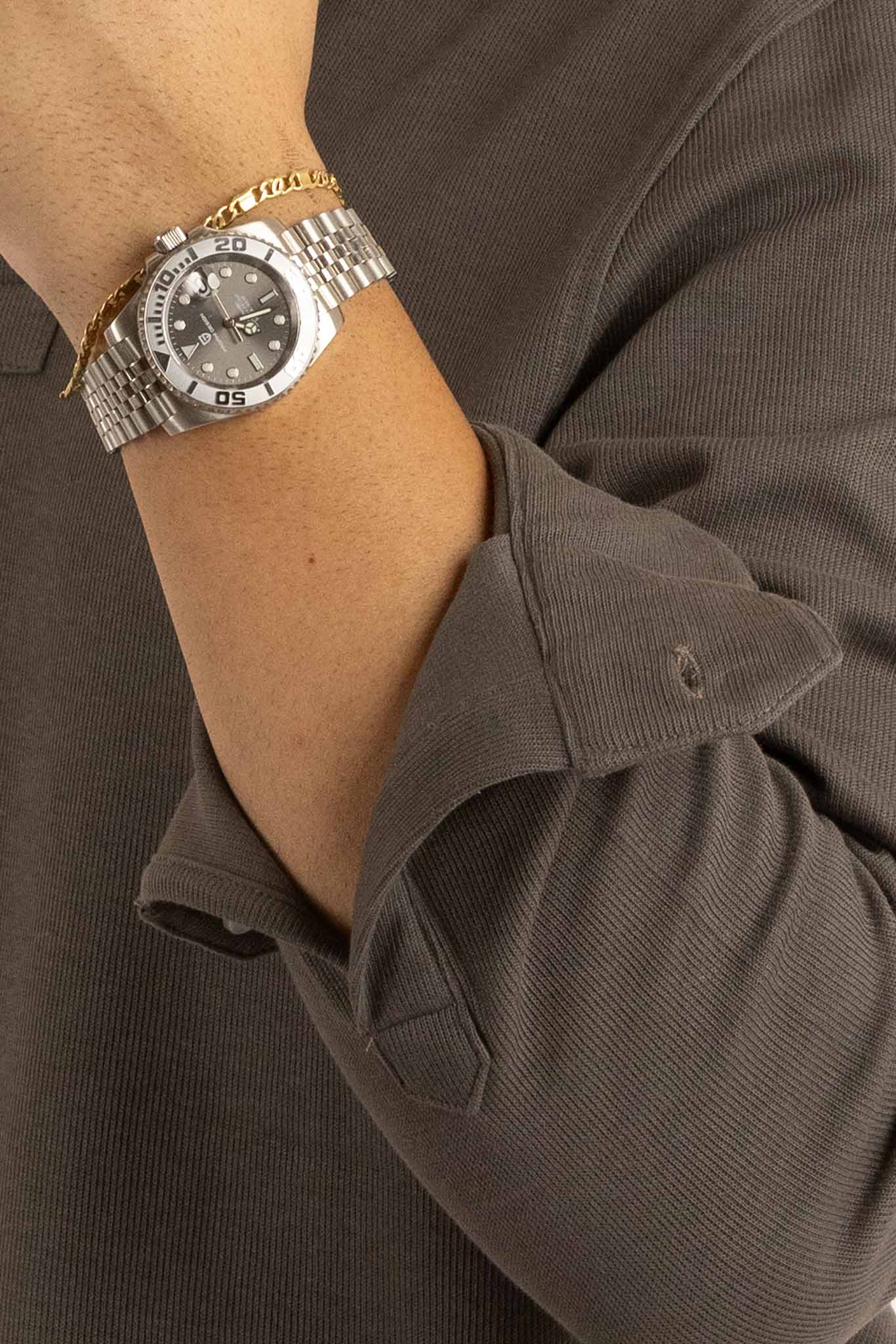 Long-Sleeved Warm Cotton Ribbed Polo | 2 for €50 | Grey