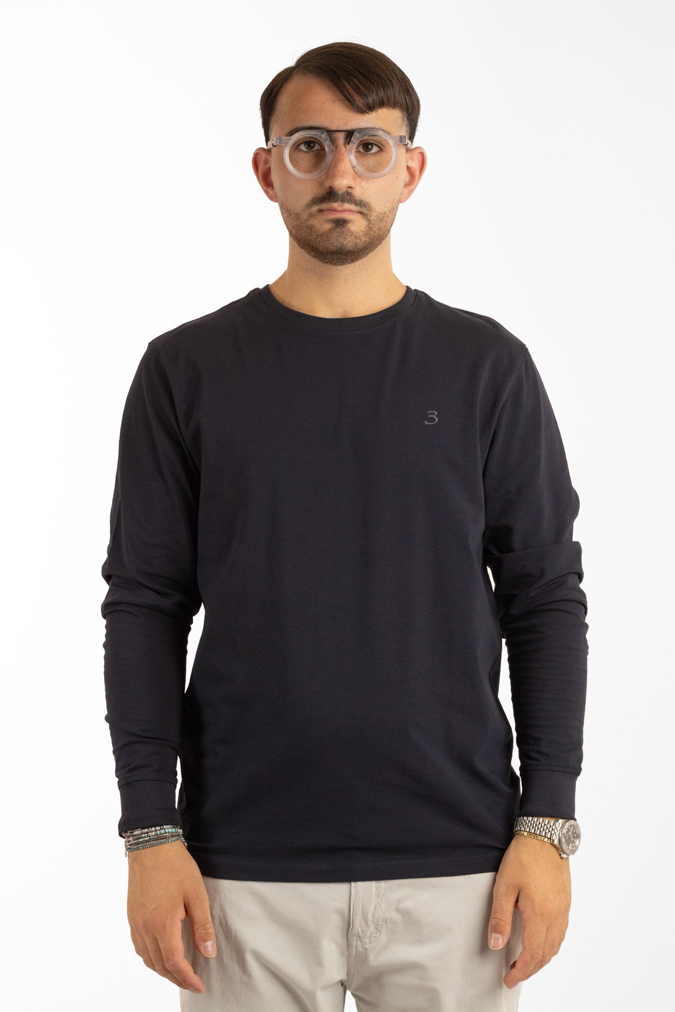 T-Shirt Manica Lunga Caldo Cotone Basic | 2 per €40 | Blu