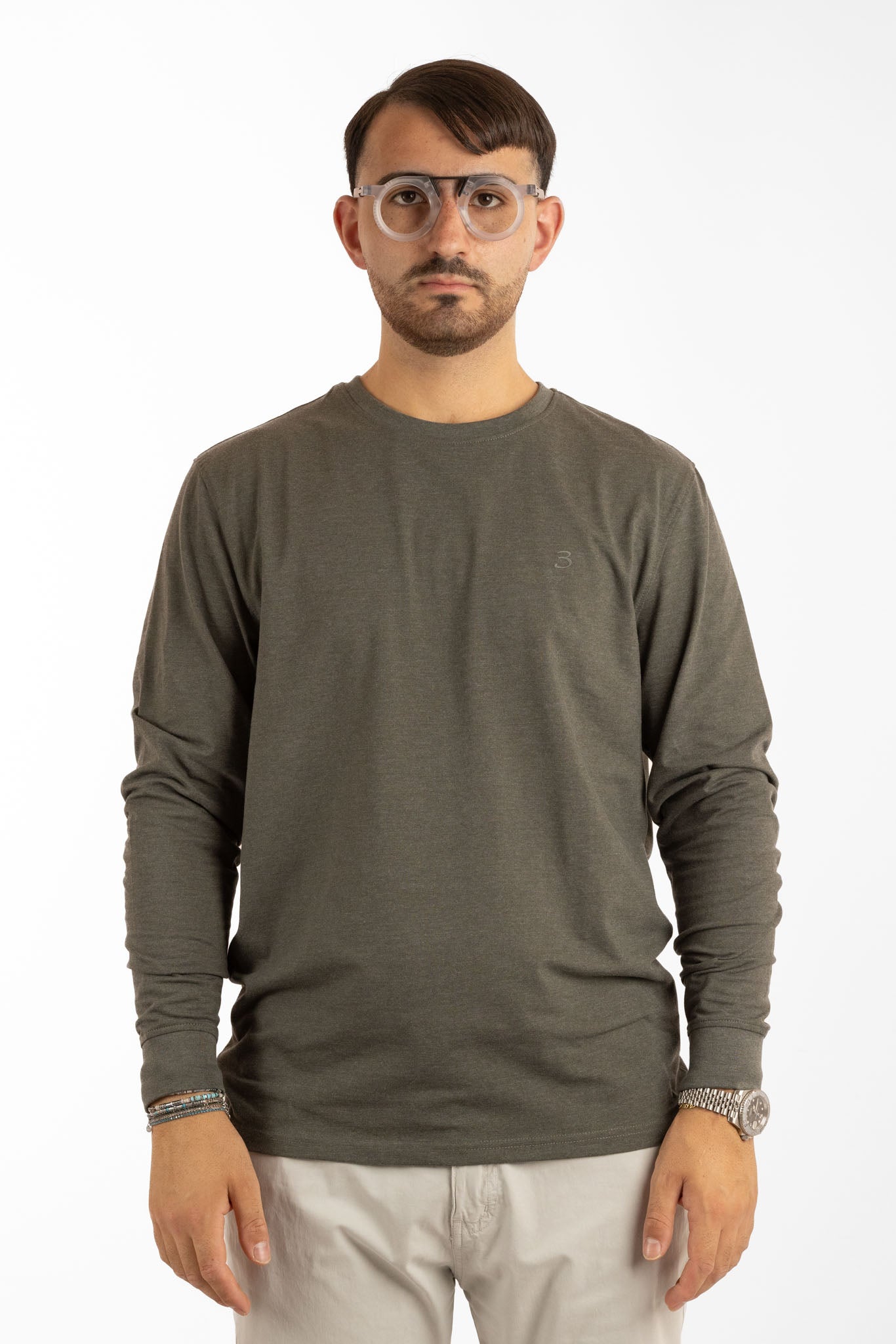 T-Shirt Manica Lunga Caldo Cotone Basic | 2 per €40 | Verde