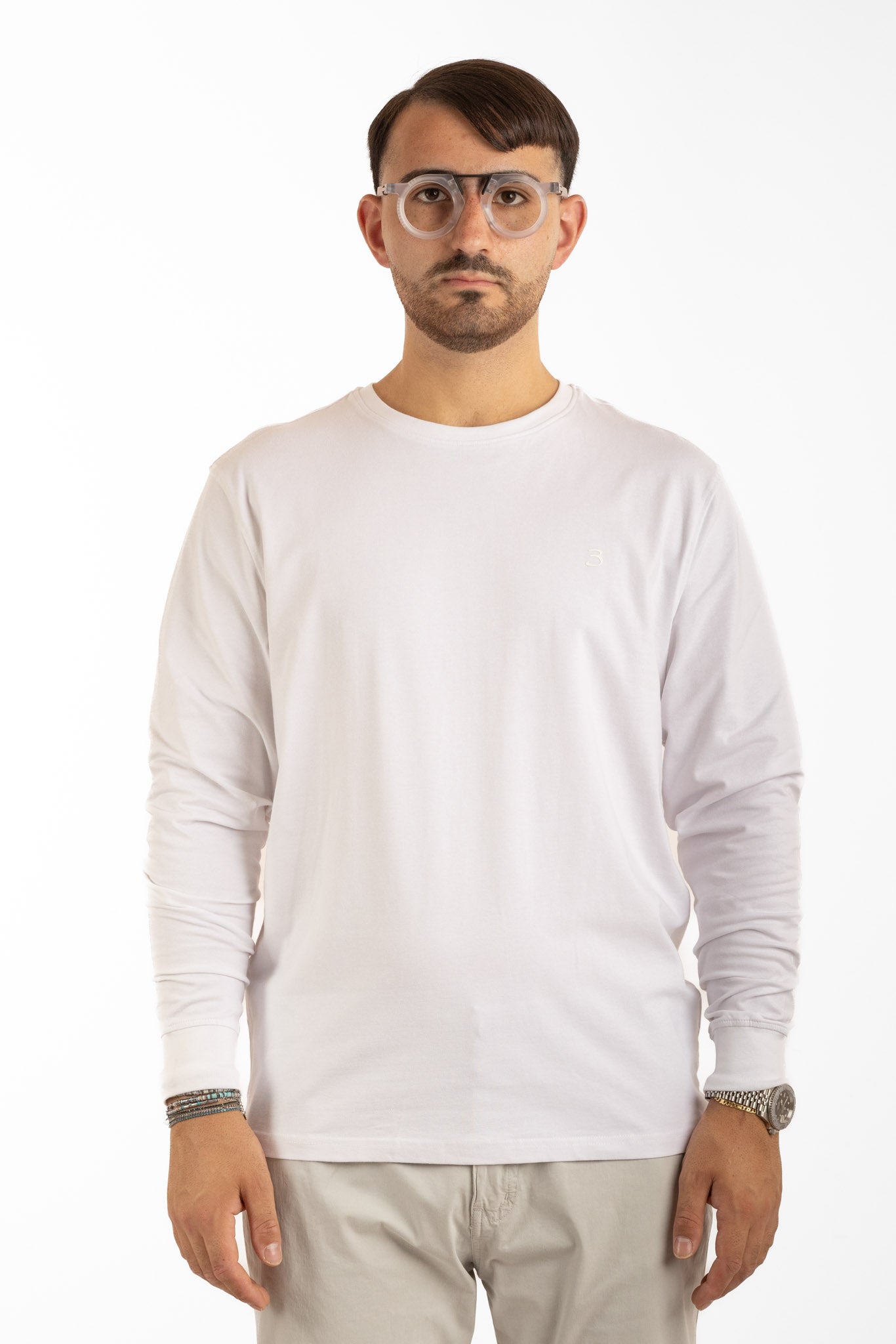 T-Shirt Manica Lunga Caldo Cotone Basic | 2 per €40 | Bianca