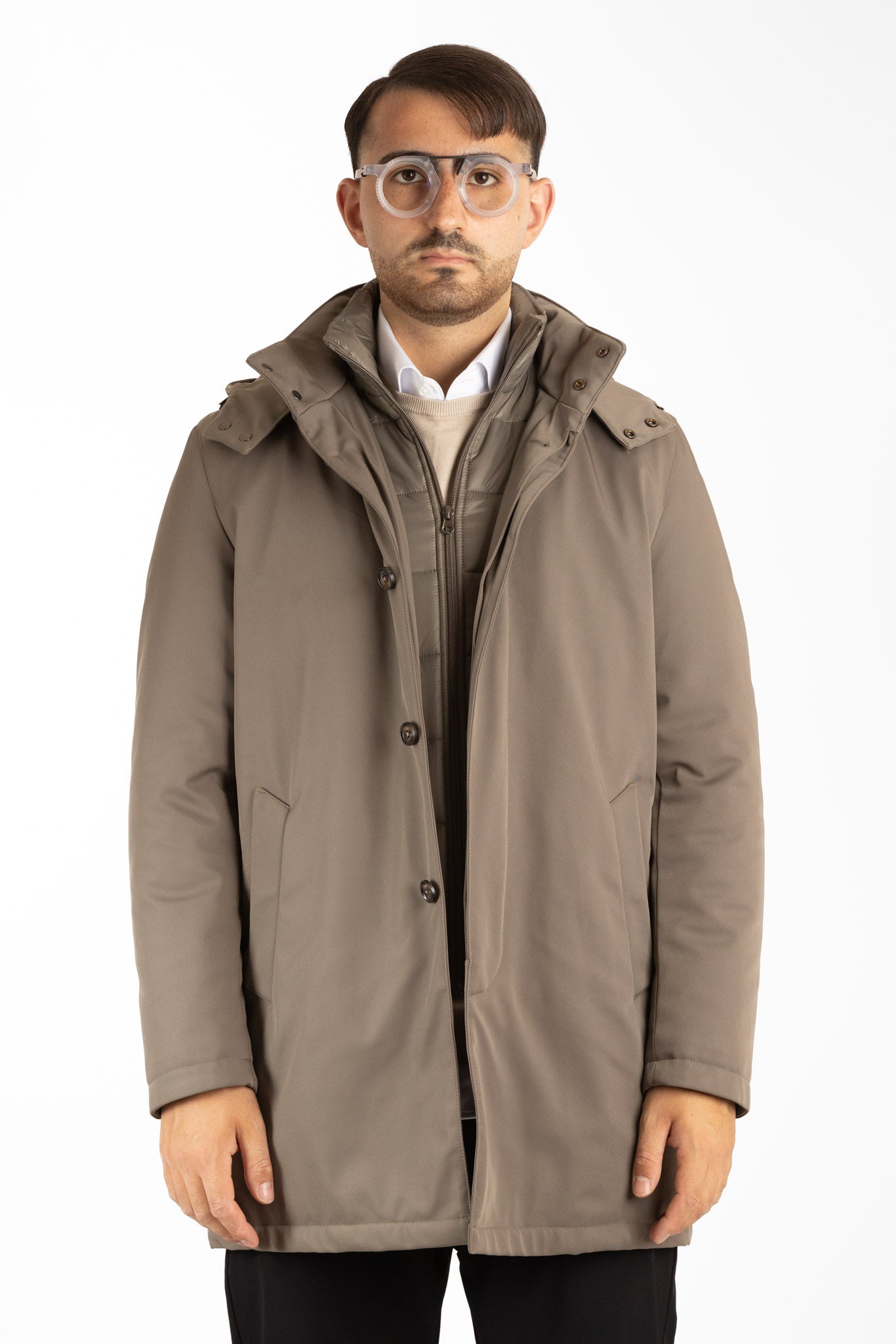 Trench Coat with Detachable Hood | Green