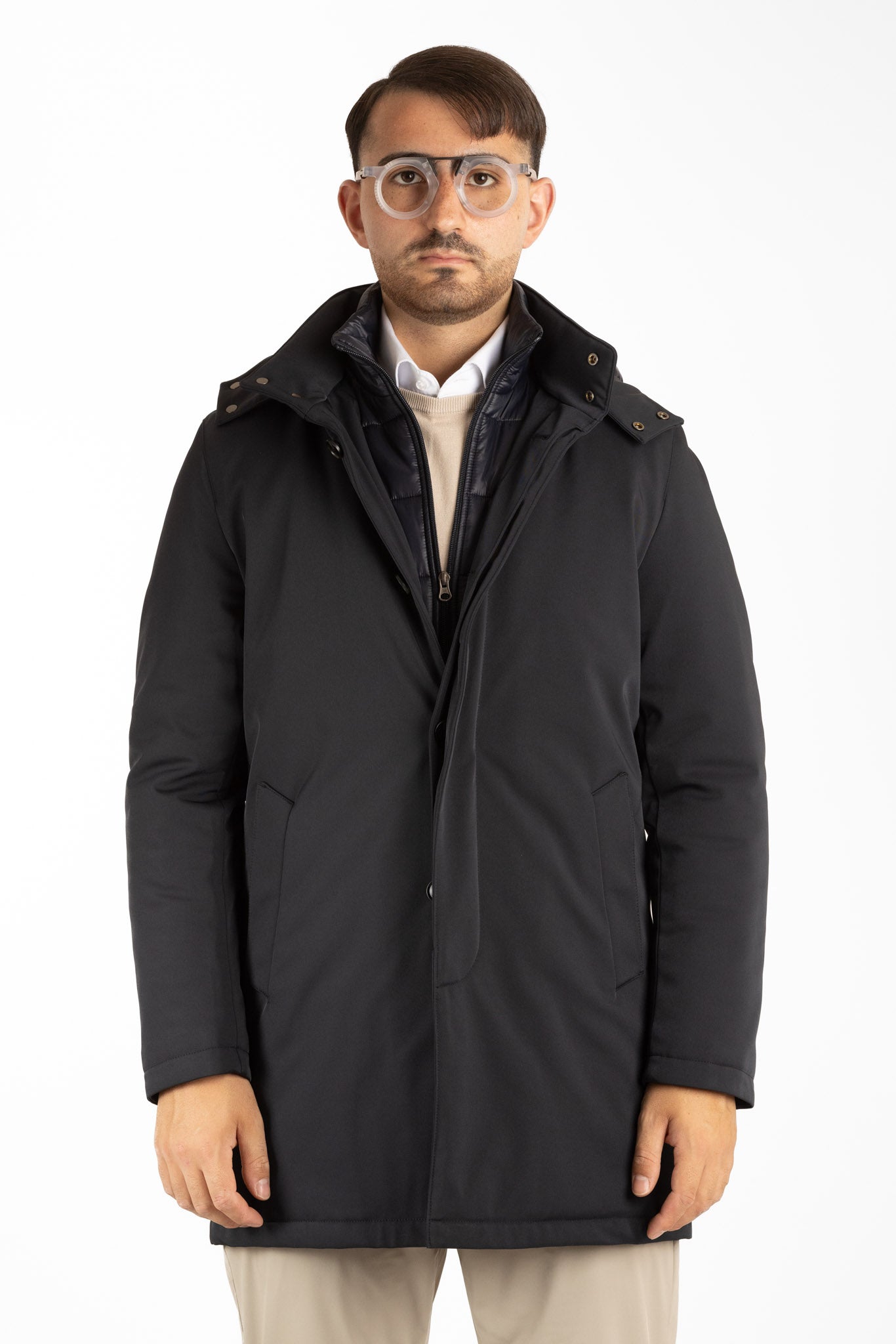 Trench Coat with Detachable Hood | Blue