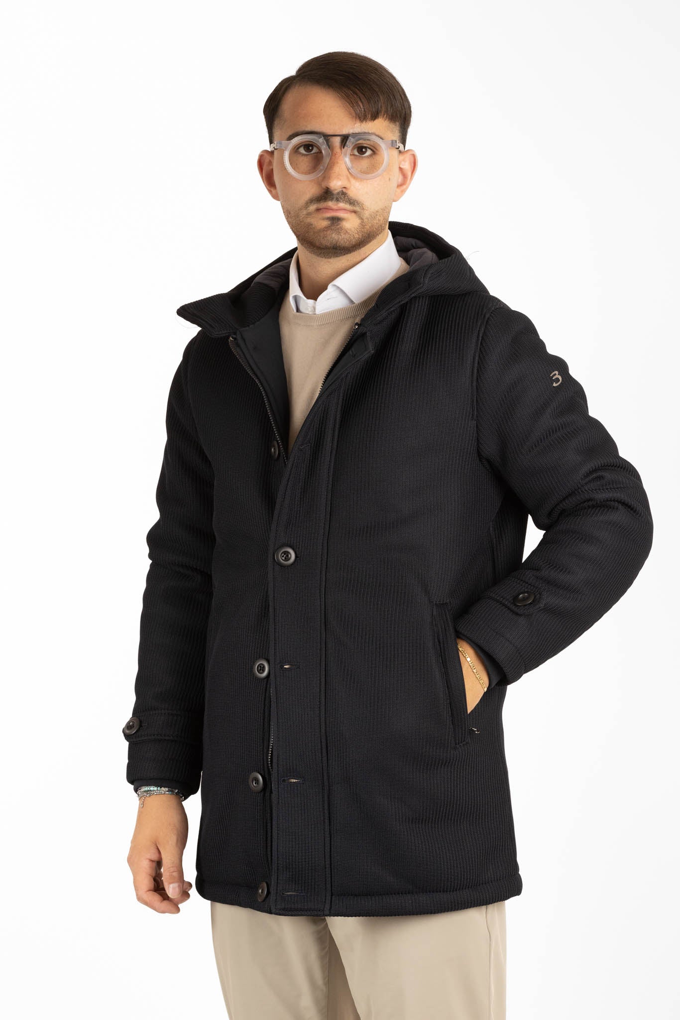 Giaccone Tessuto a Coste Inglese | Blu