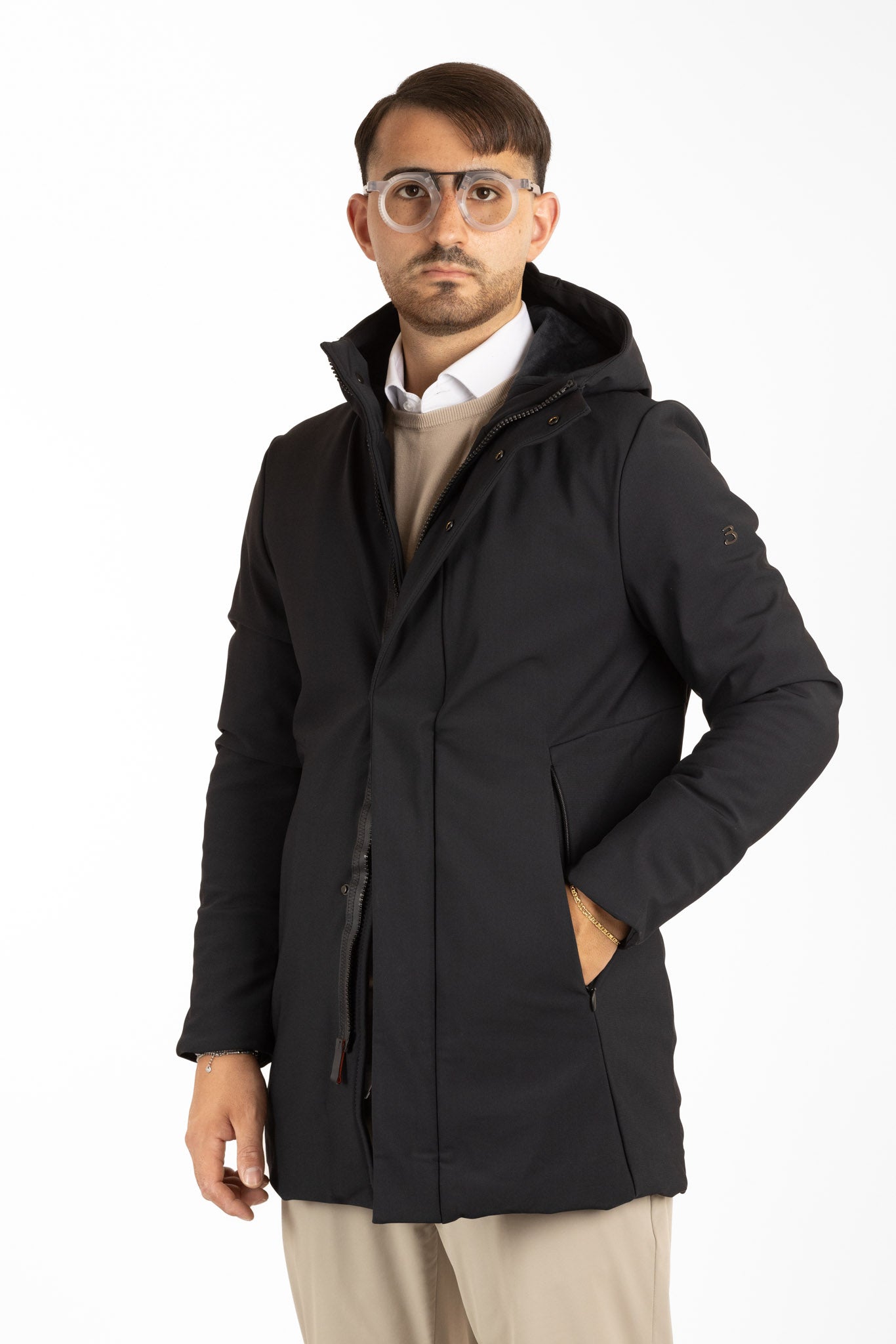 Parka doublée en micropolaire | Longue | Bleue