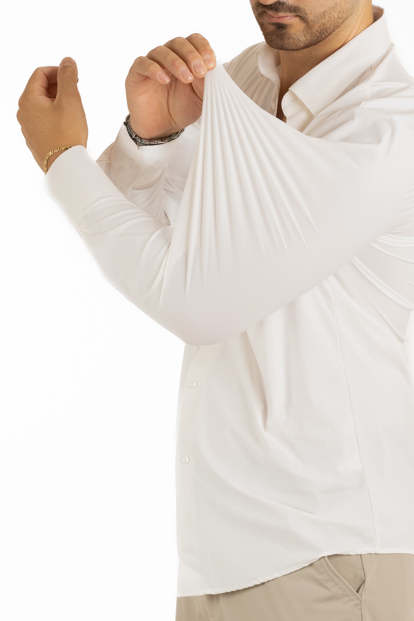 Active Non-Iron Slim Super Elastic Shirt | White