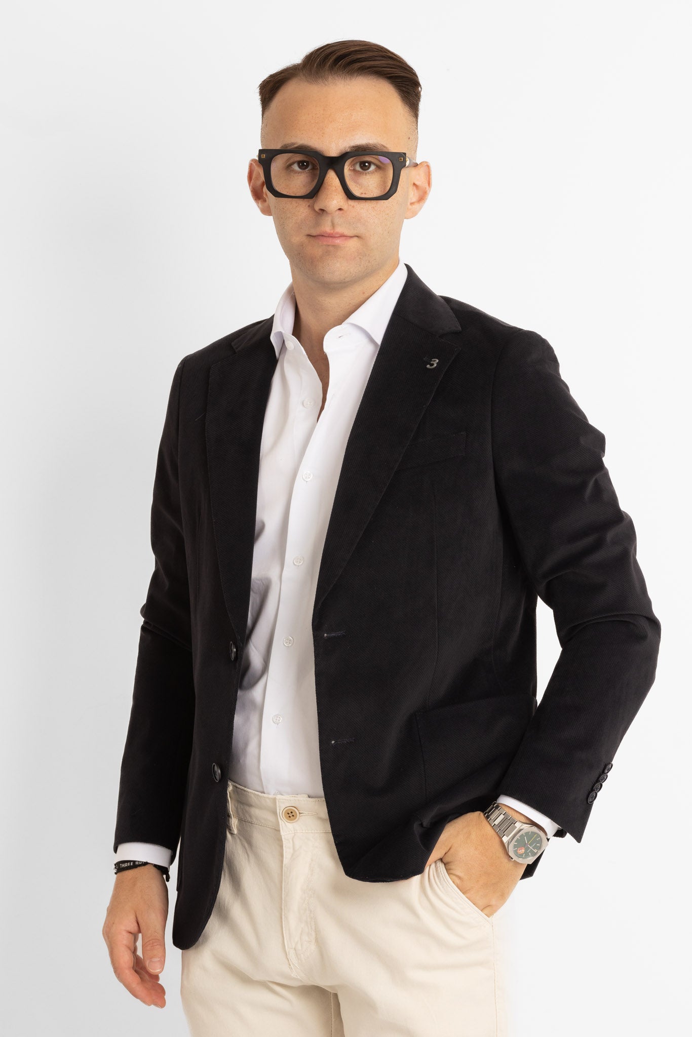 Giacca Operata in Velluto Extra Fine | Blu