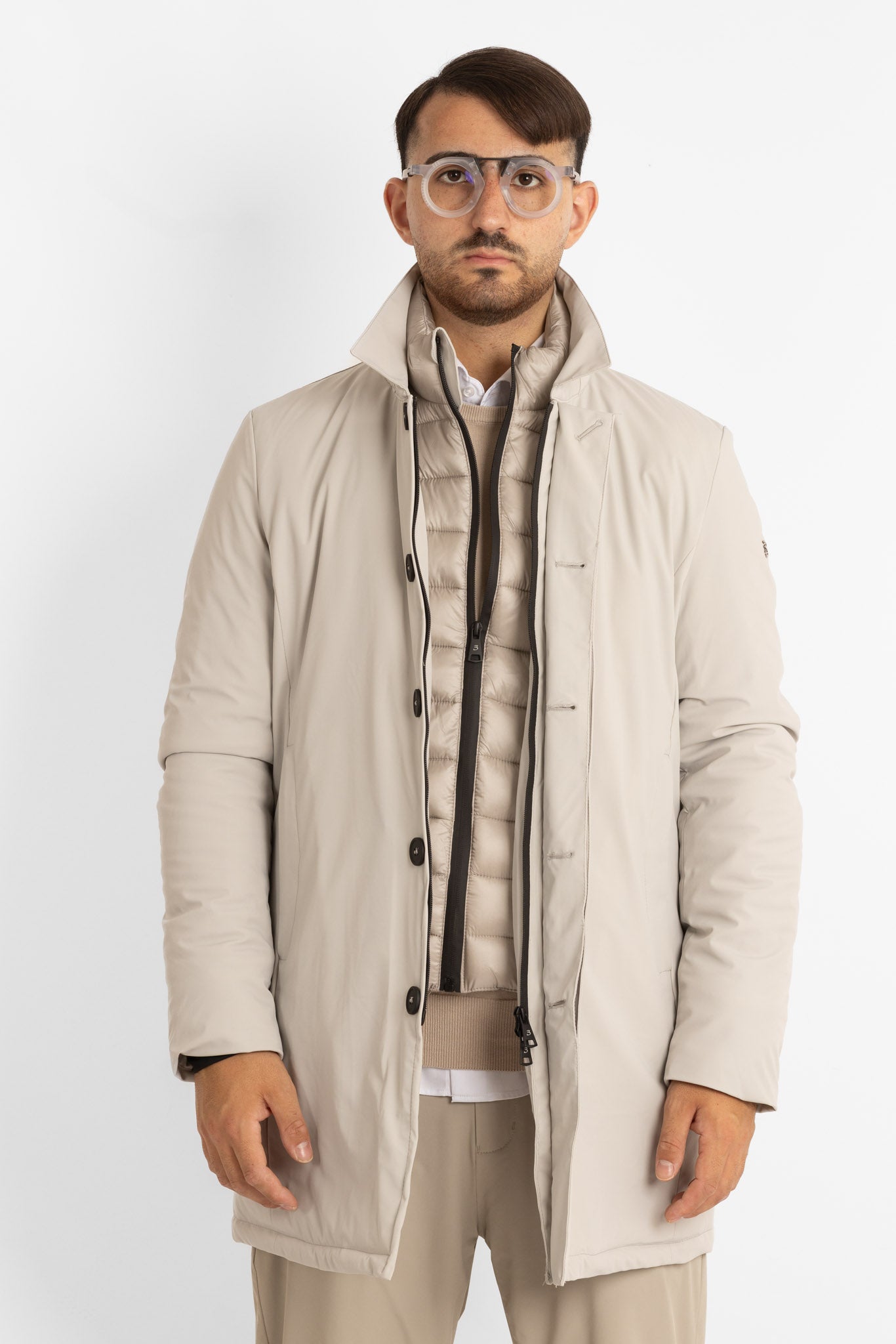Padded Technical Fabric Trench Coat | Ice