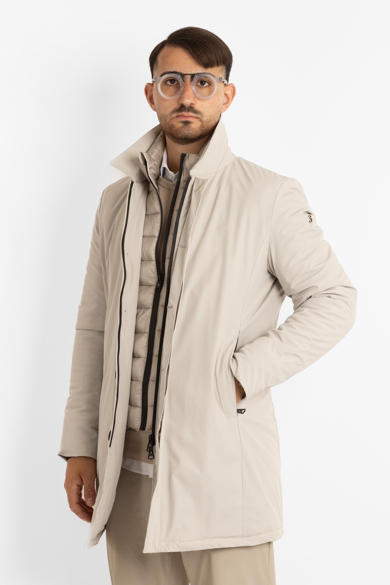 Padded Technical Fabric Trench Coat | Ice