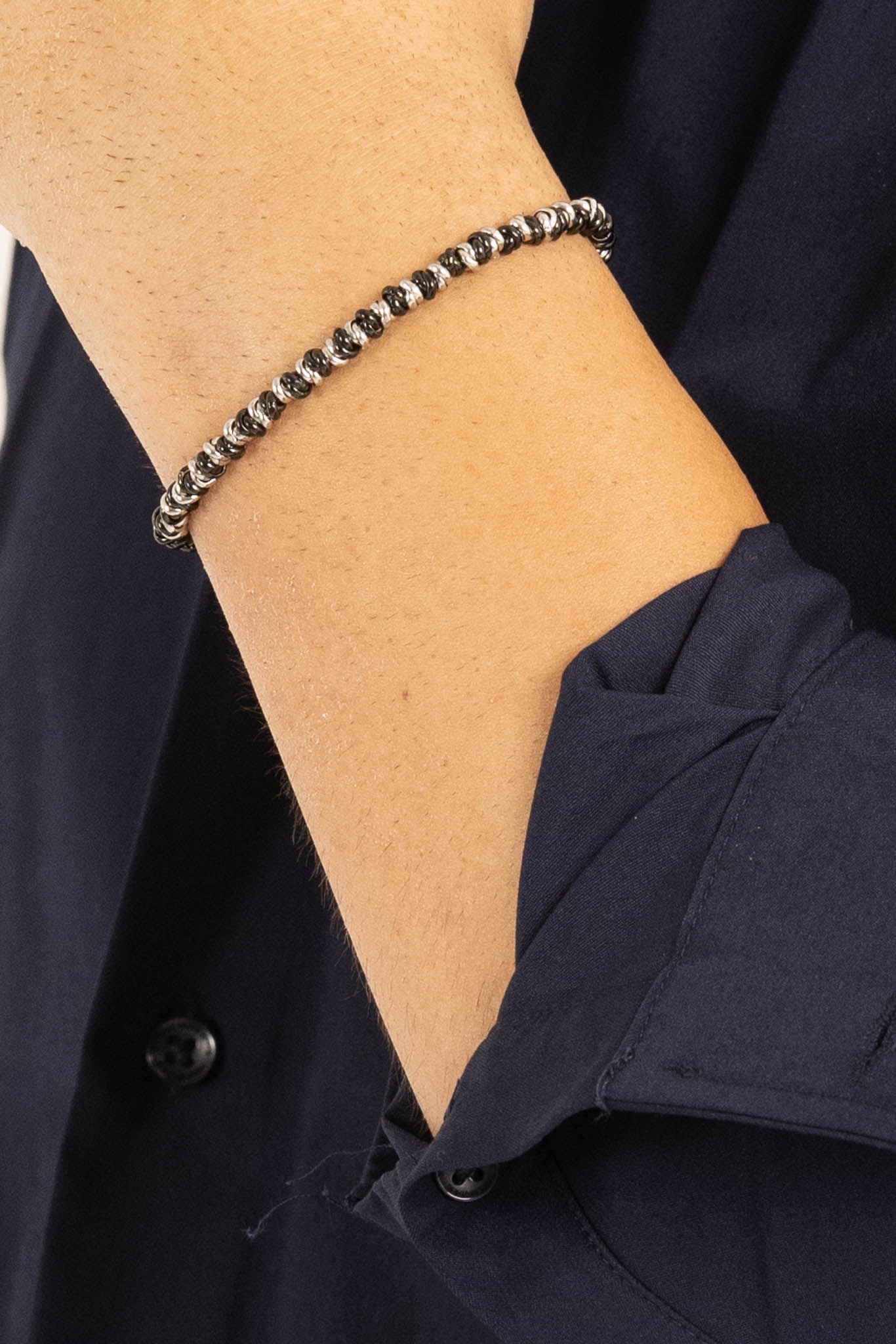 Bracelet en corde | Noir et argent