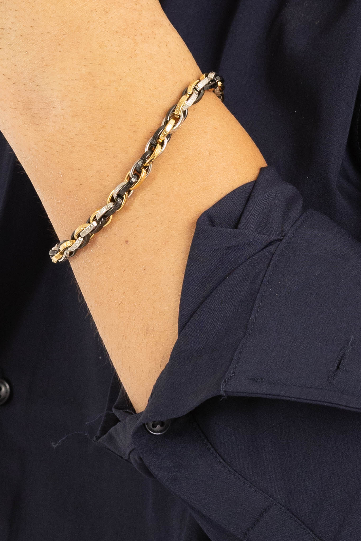 Bracelet tressé | Noir et or