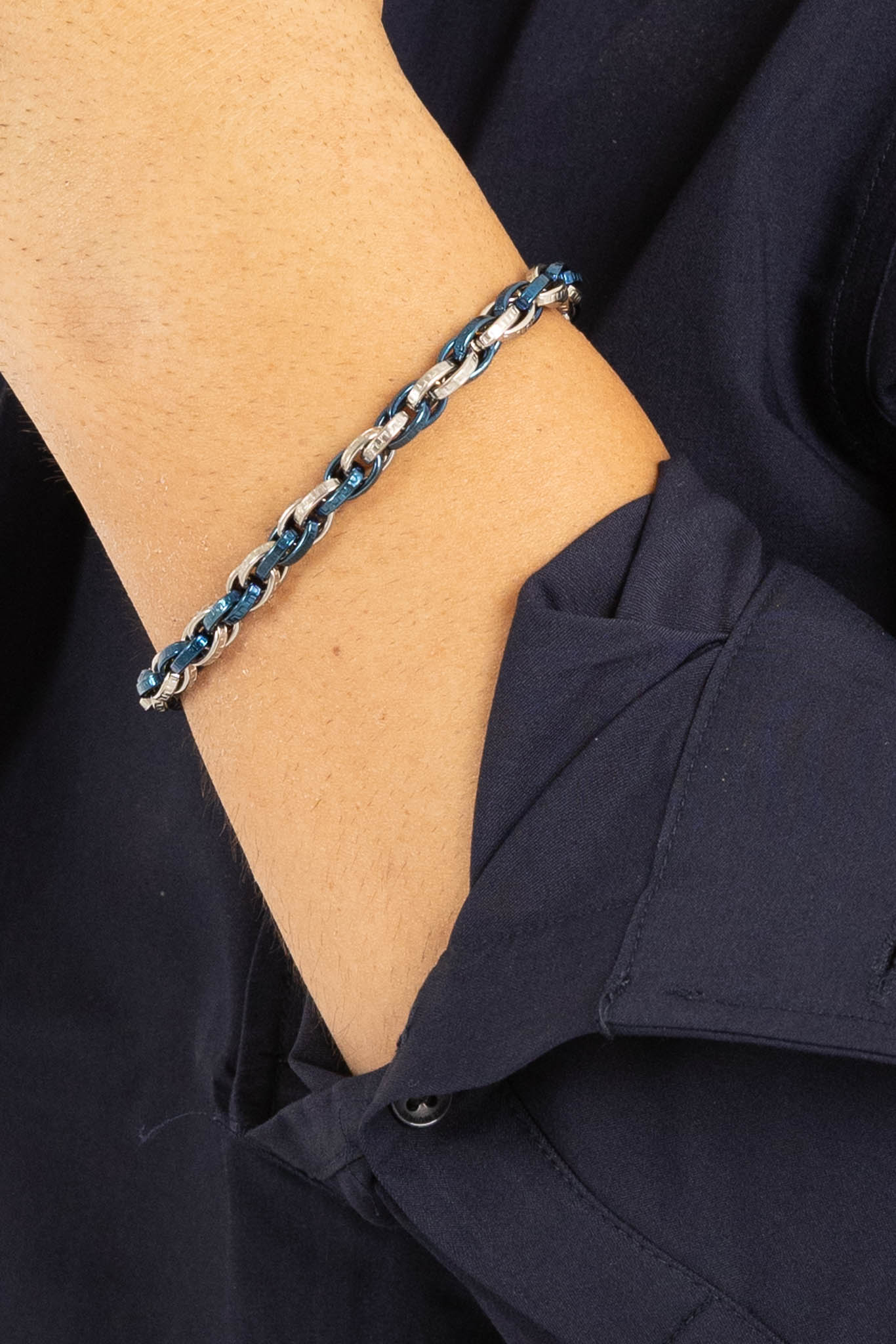 Bracelet tressé | Bleu et acier