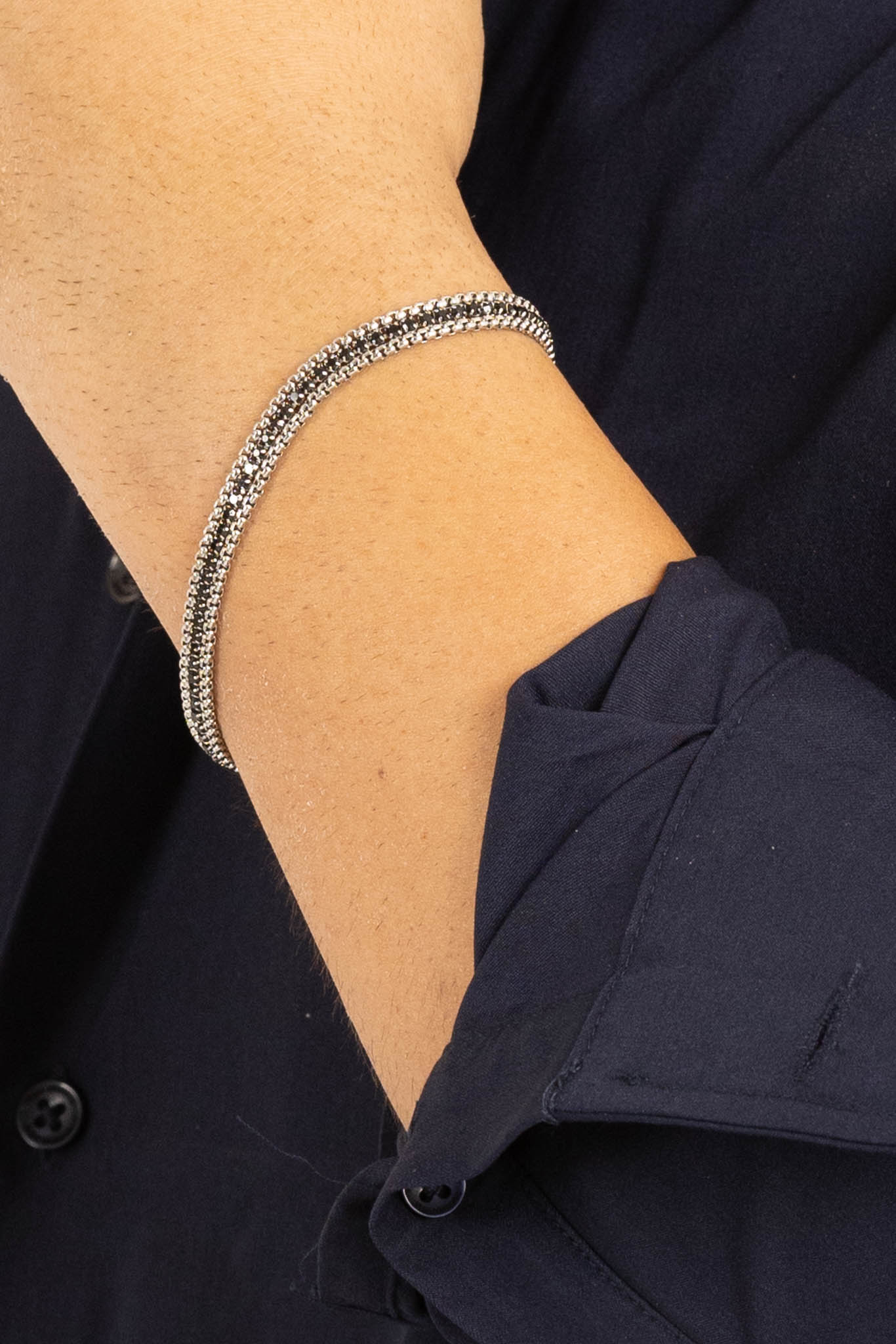 Bracelet de tennis mixte | Noir et argent