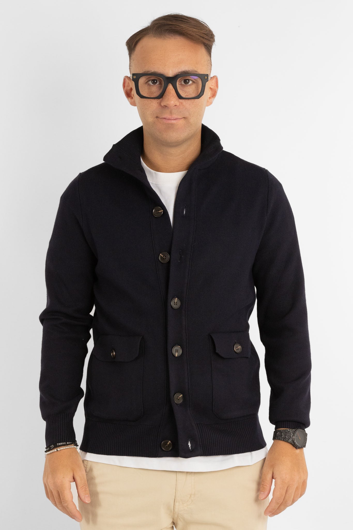 Cardigan con Bottoni e Tasche | Blu