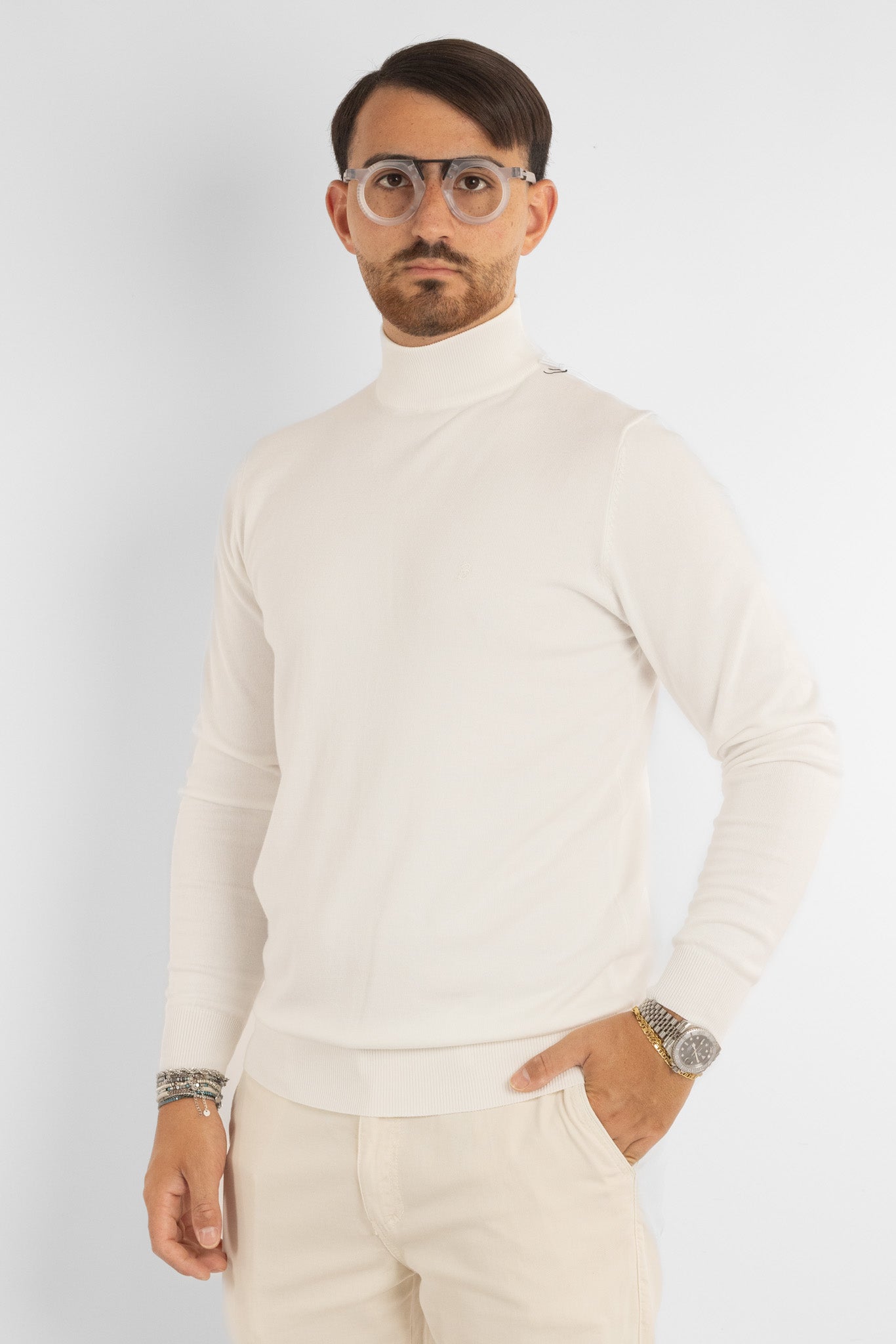 Pullover Lupetto Basic Slim | 2 per €40 | Bianco