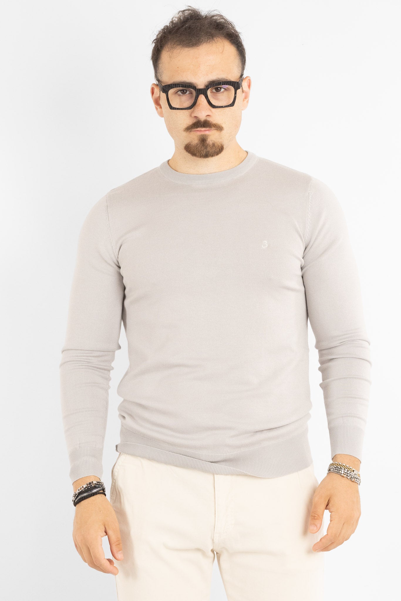 Pullover Girocollo Basic Slim | 2 per €40 | Ghiaccio