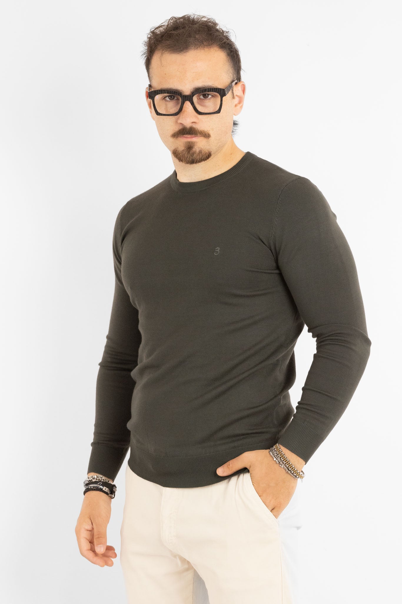 Pullover Girocollo Basic Slim | 2 per €40 | Verde