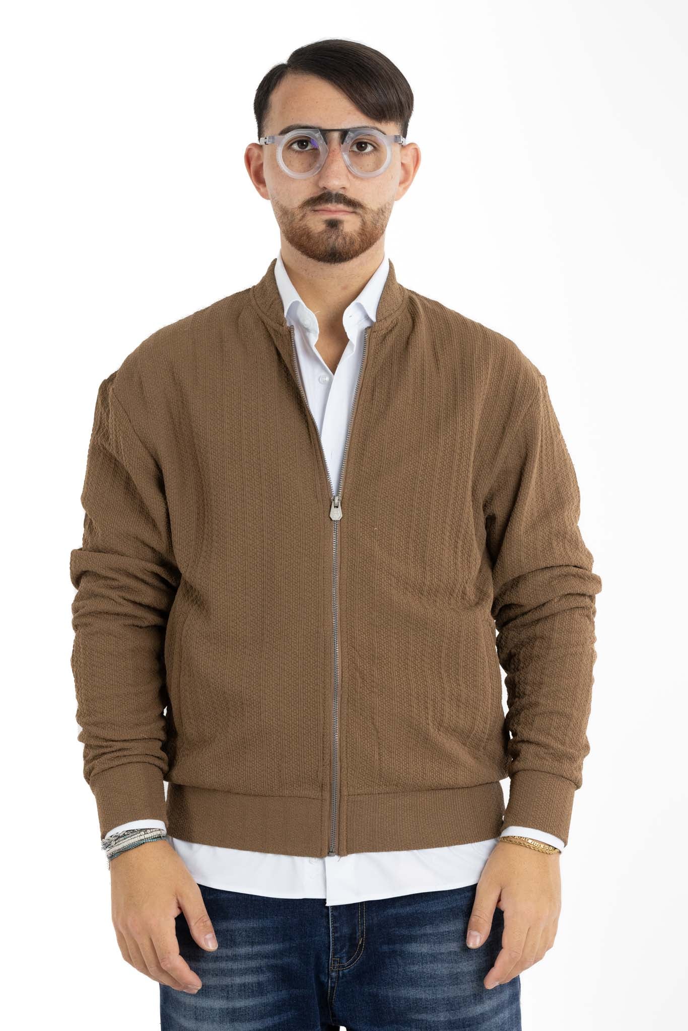 Cardigan Baseball con Zip Lavorato 105 | 2 per €40 | Marrone