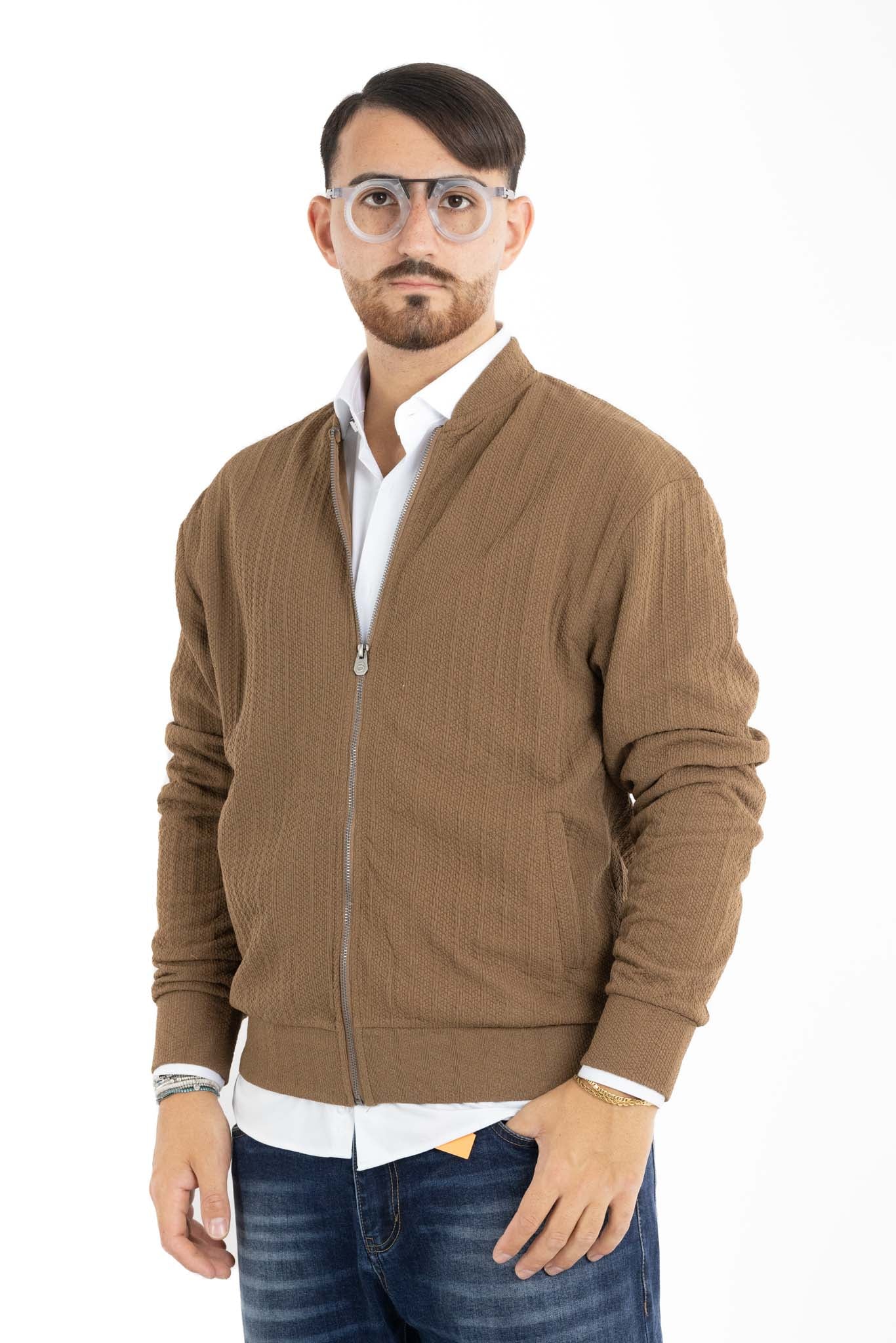 Cardigan Baseball con Zip Lavorato 105 | 2 per €40 | Marrone