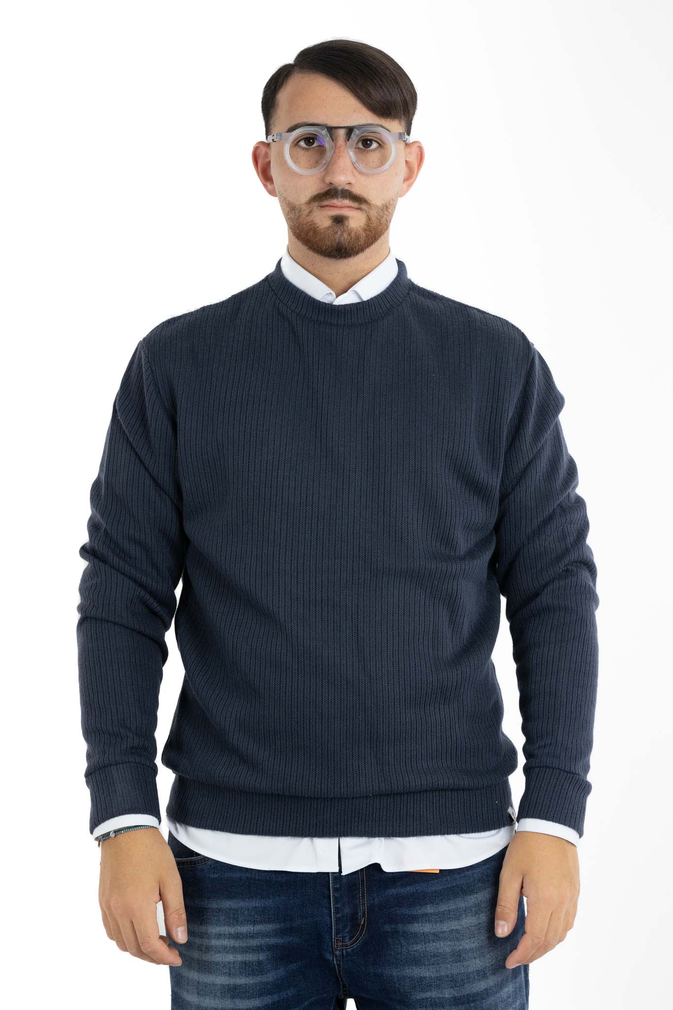 Pullover Della Nonna a Coste Girocollo 104 | 2 per €40 | Blu