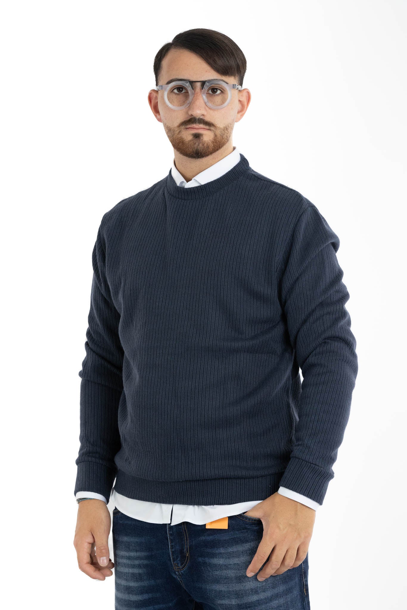 Pullover Della Nonna a Coste Girocollo 104 | 2 per €40 | Blu