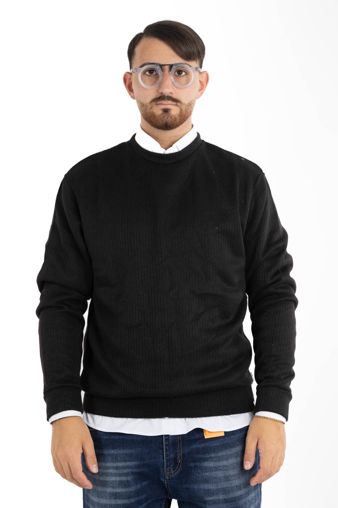 Pullover Della Nonna a Coste Girocollo 104 | 2 per €40 | Nero