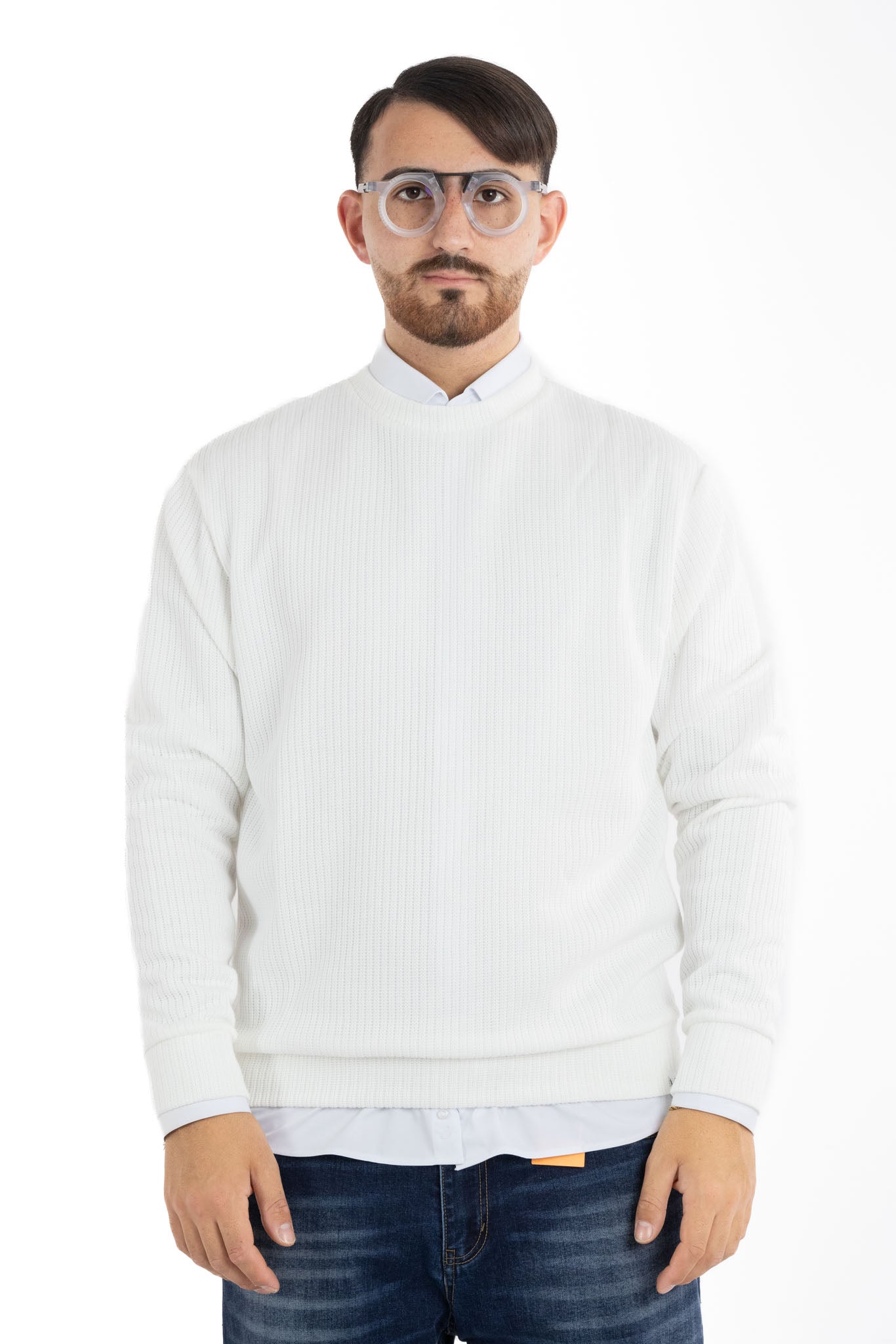Pullover Della Nonna a Coste Girocollo 104 | 2 per €40 | Bianco
