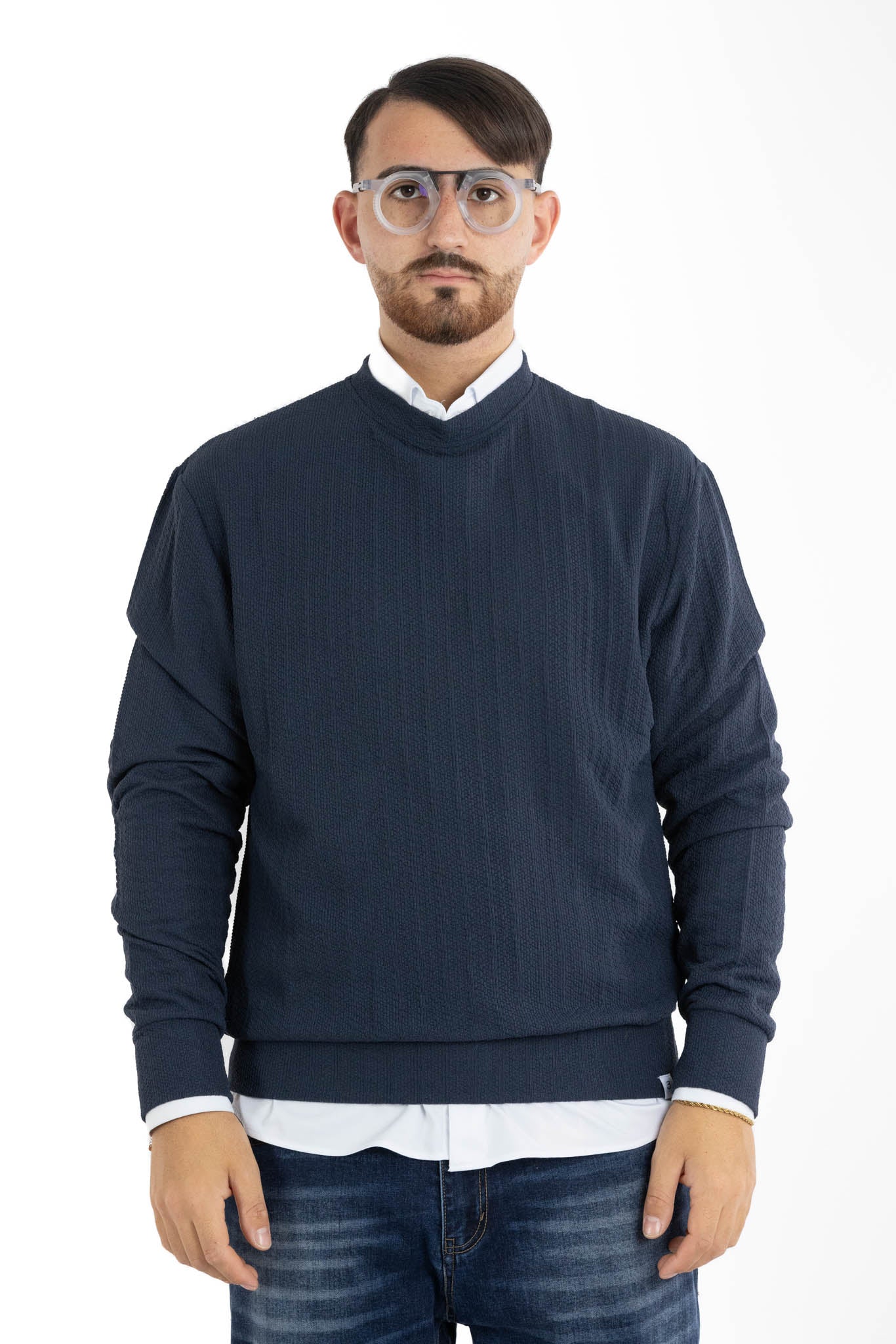 Pullover Girocollo Lavorato 106 | 2 per €40 | Blu