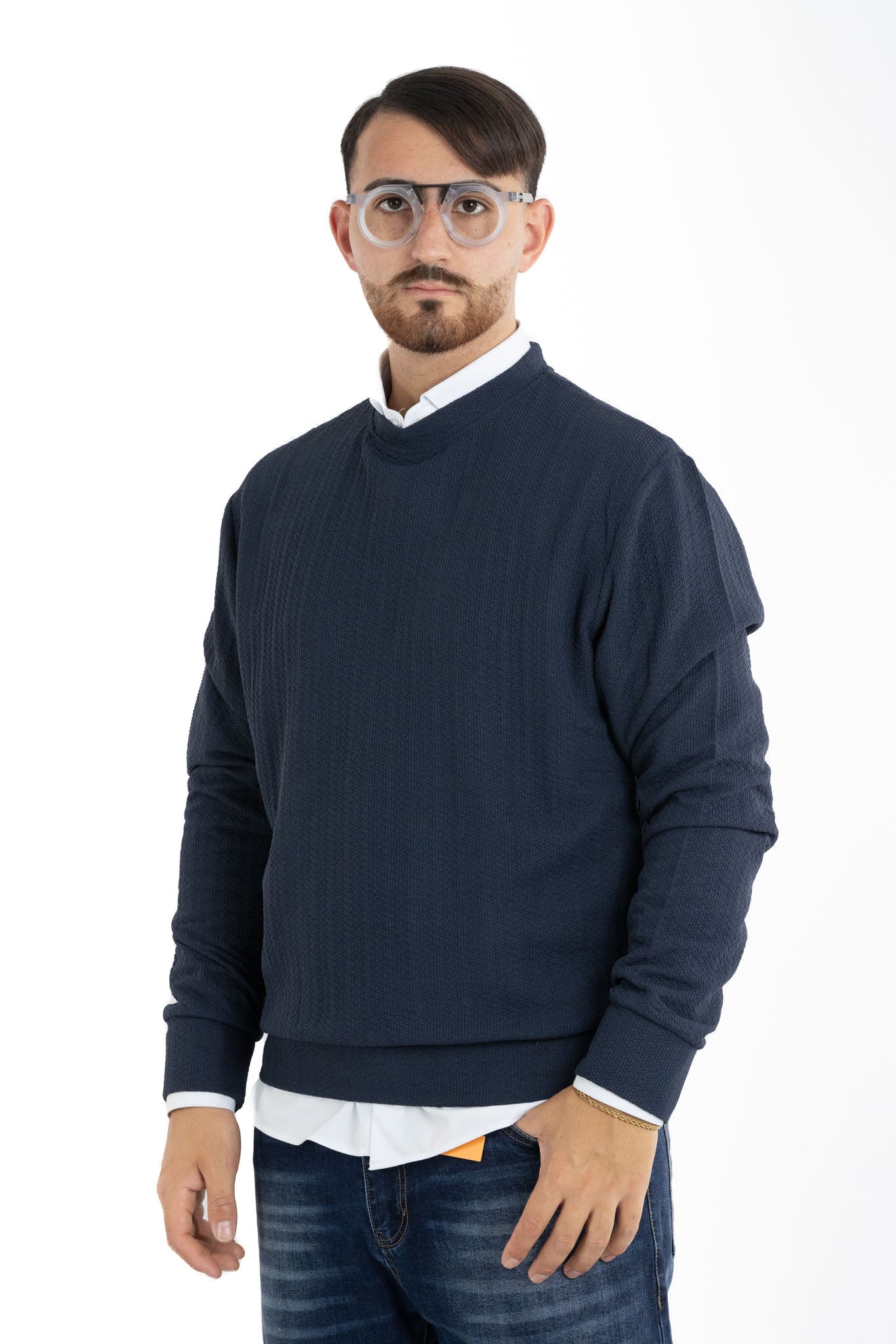 Pullover Girocollo Lavorato 106 | 2 per €40 | Blu