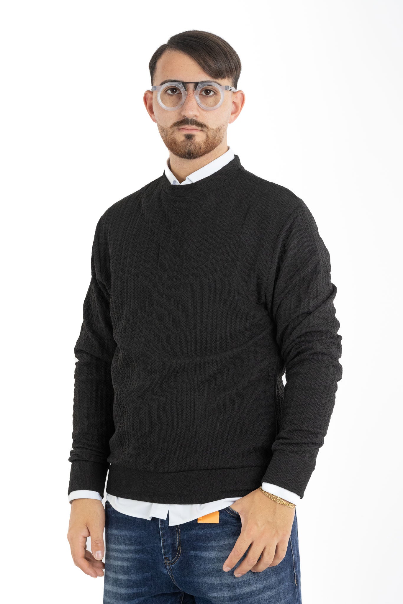 Pullover Girocollo Lavorato 106 | 2 per €40 | Nero