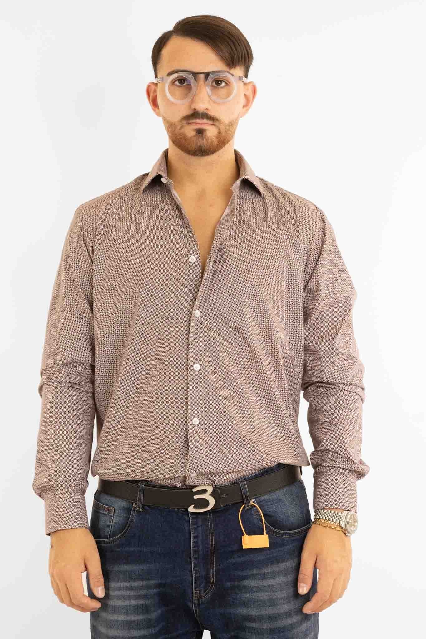 Camicia in Cotone Semi Slim Fantasia | Multi Bordeaux 22