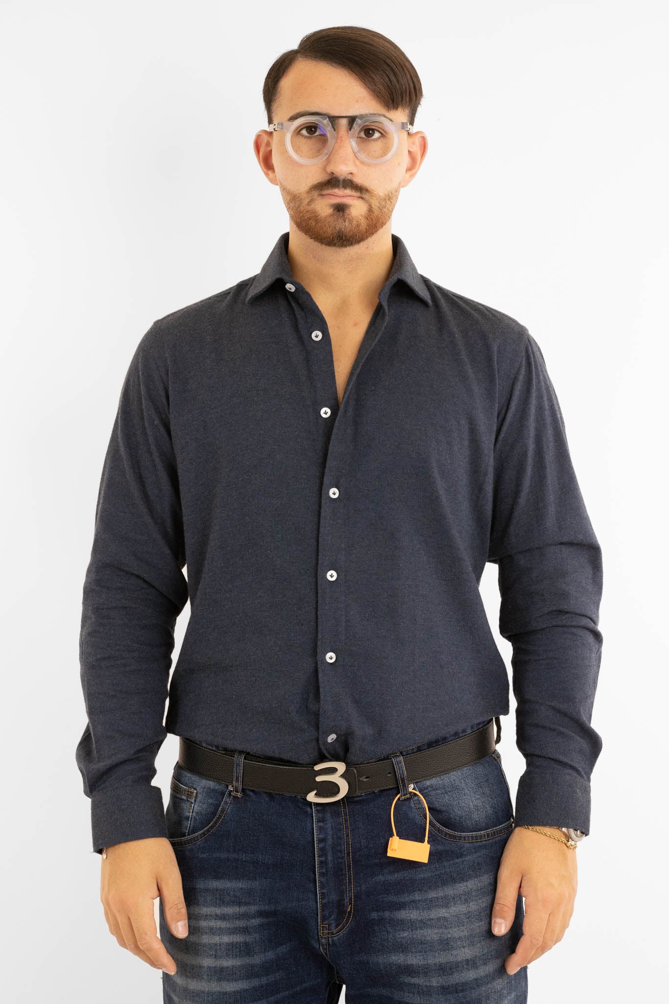 Camicia in Flanella Semi Slim | Blu