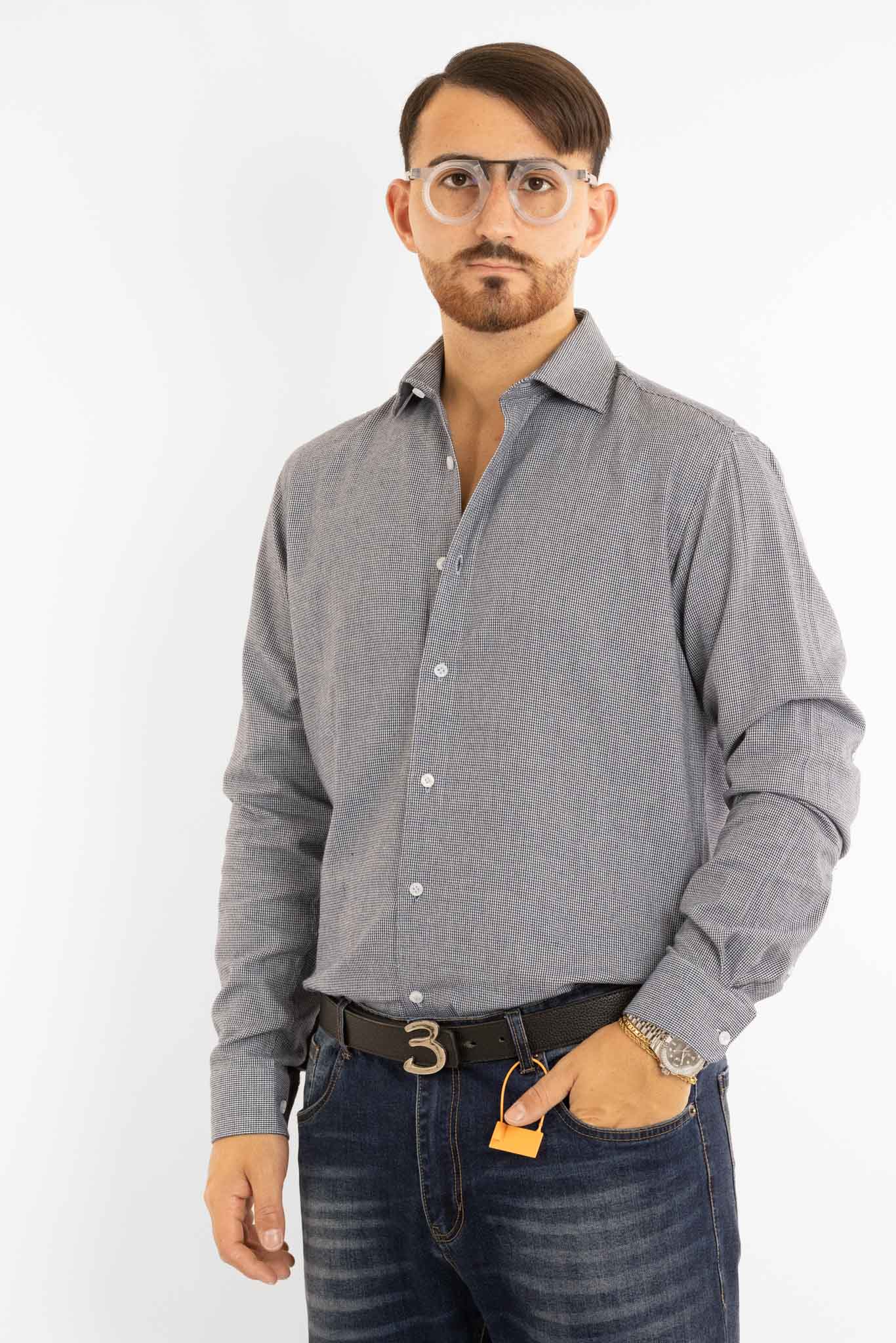 Camicia in Flanella Semi Slim Quadretti | Blu