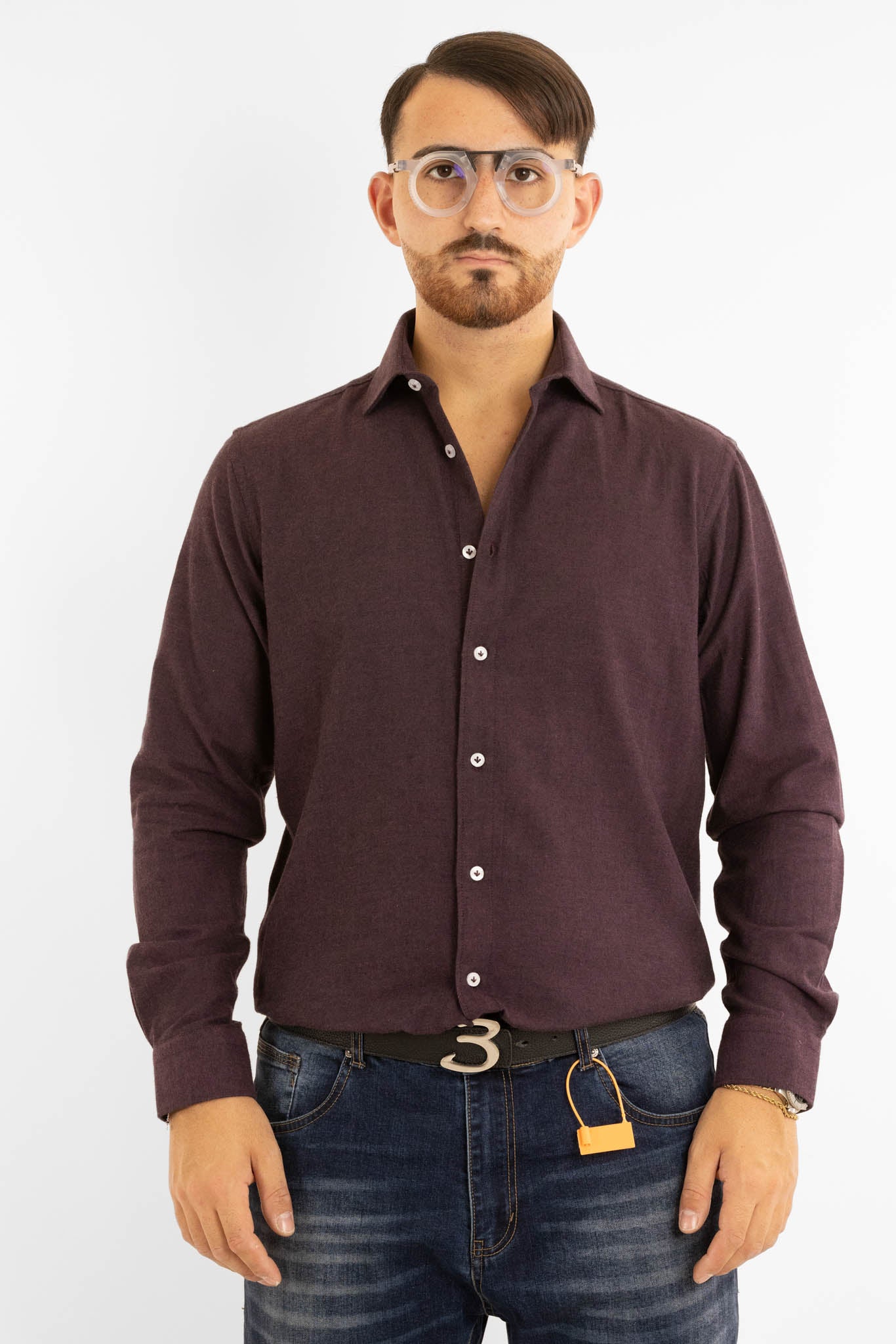 Camicia in Flanella Semi Slim | Bordeaux