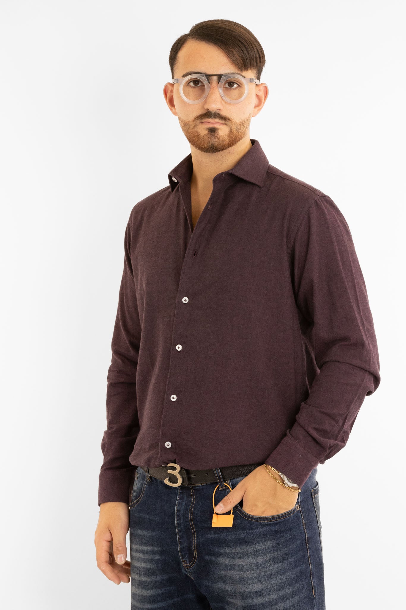 Camicia in Flanella Semi Slim | Bordeaux