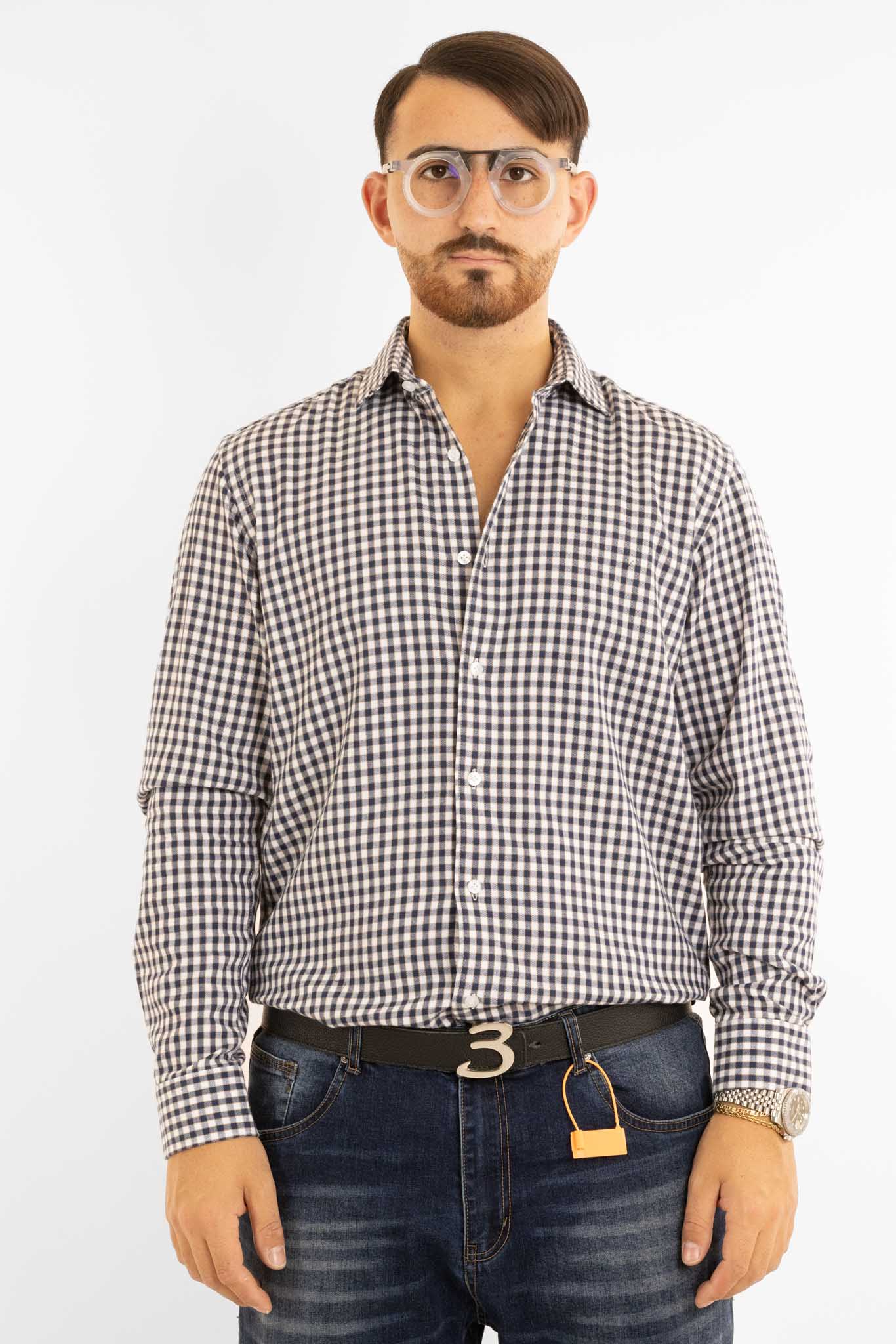 Camicia in Flanella Semi Slim Quadretti | Beige