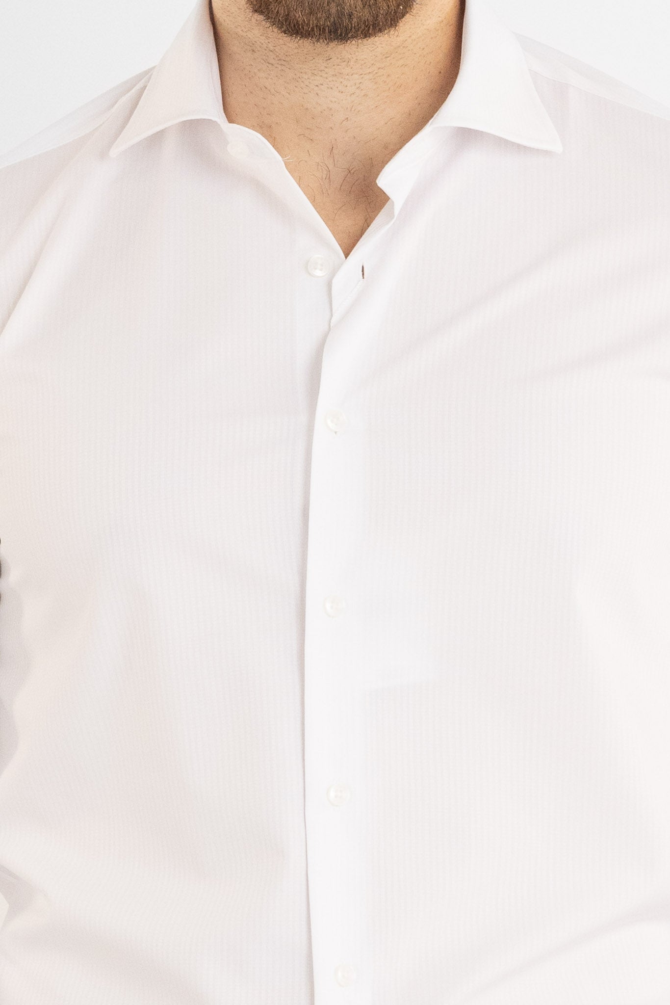 Slim Fit Double Twist Non-Iron Shirt with Matching Stripes 5185 | White