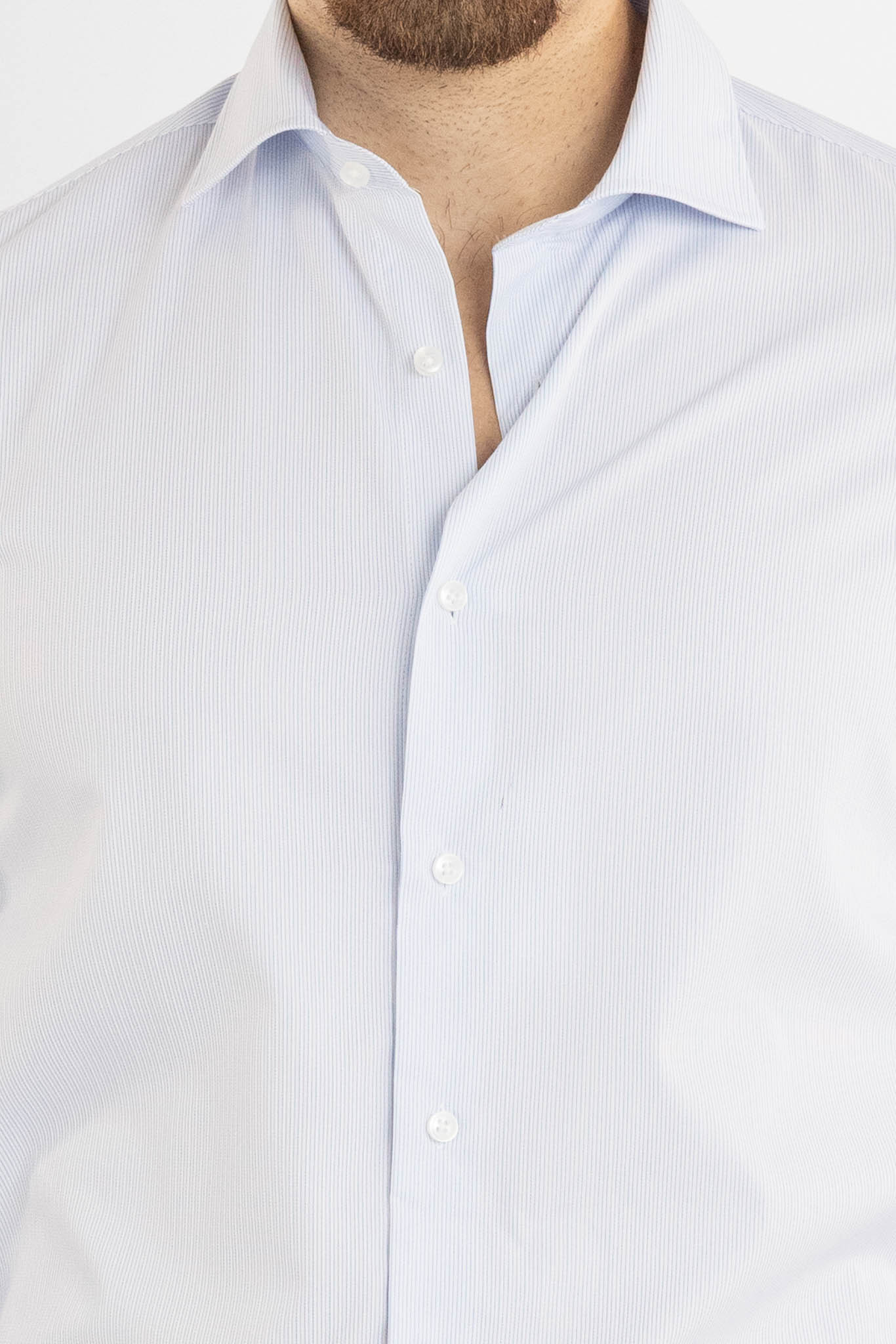 Slim Fit Double-Ply Non-Iron Shirt with Narrow Stripe 8261 | Blue