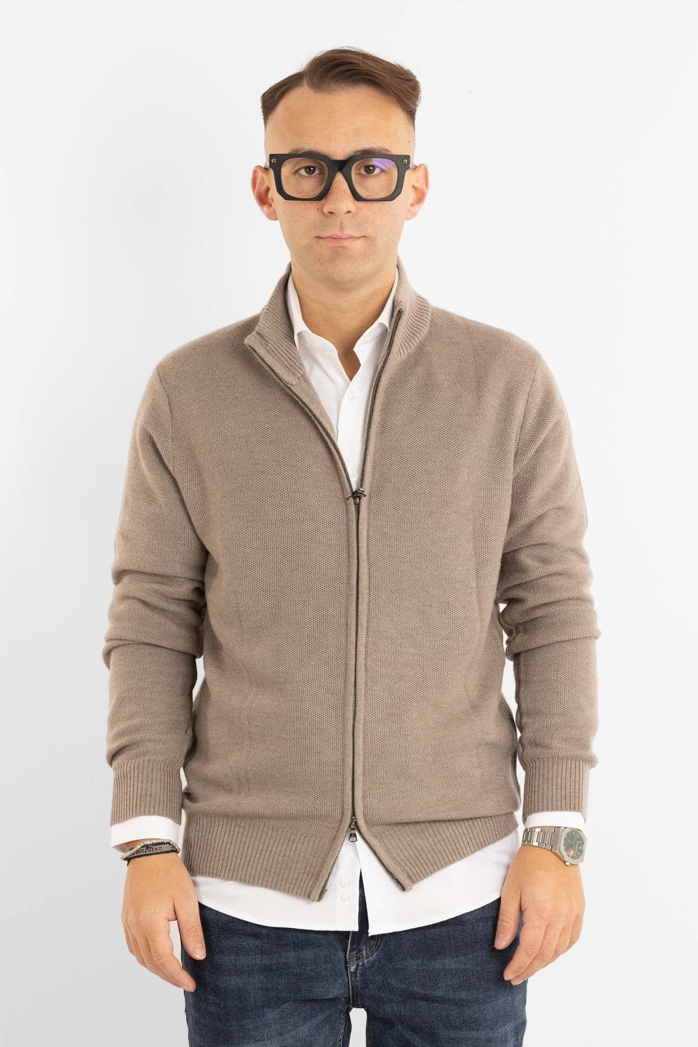 Pullover Zip Intera Chicco di Riso 908 | 2 per €60 | Tortora