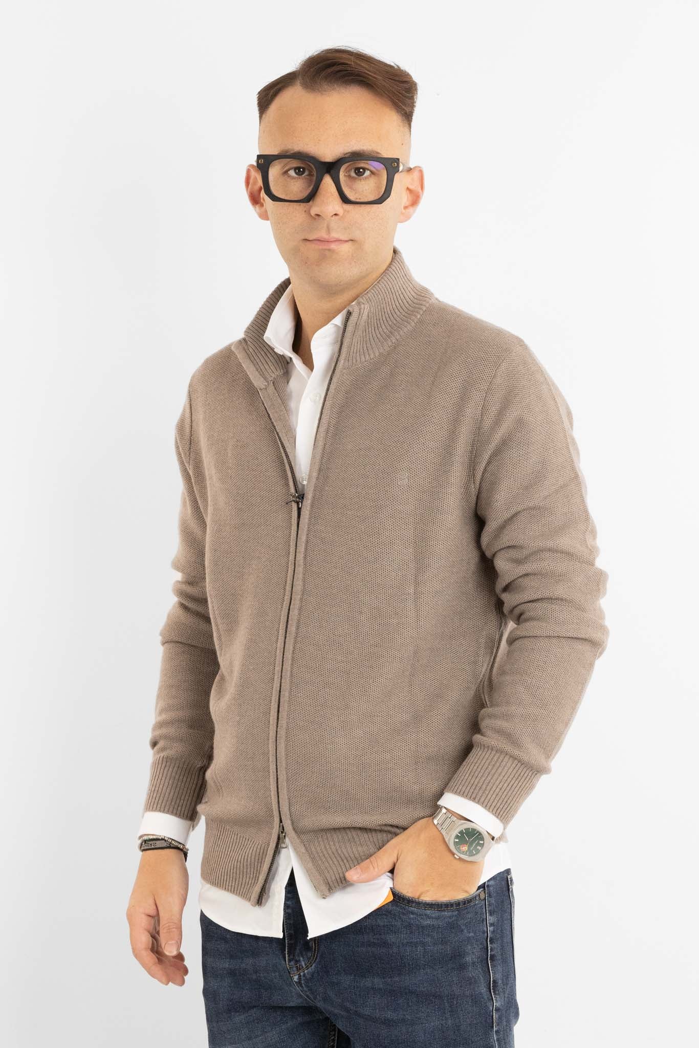 Pullover Zip Intera Chicco di Riso 908 | 2 per €60 | Tortora