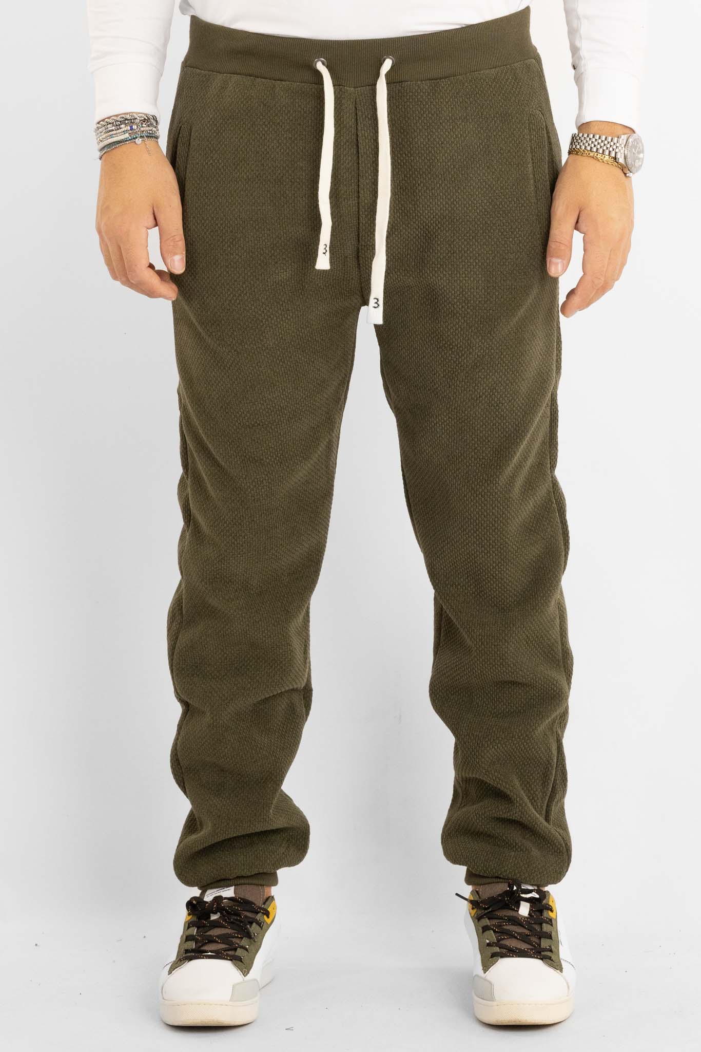 Pantalone di Tuta Ciniglia Basic | Verde Militare