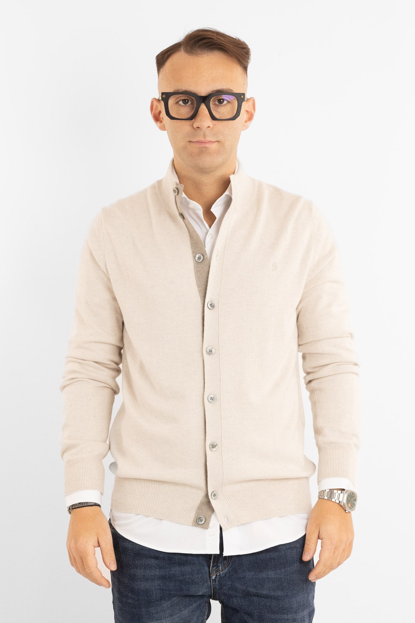 Cardigan con Bottoni Cashmere Blend 2377 | 2 per €60 | Panna