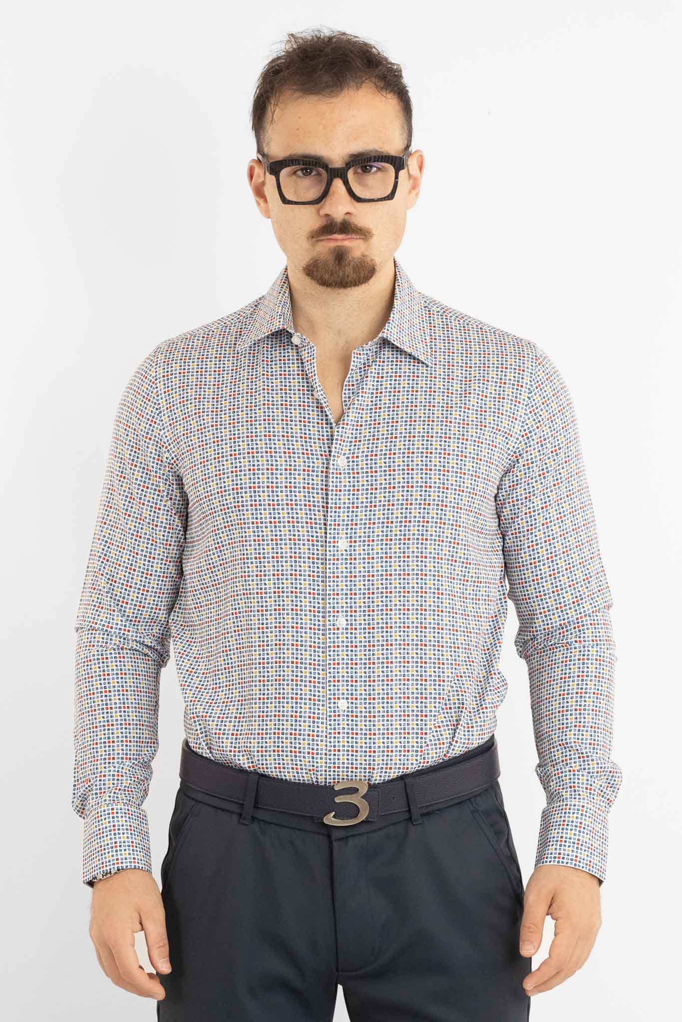 Active Non-Iron Slim Fit Shirt Multicolor Red Blue | YD011