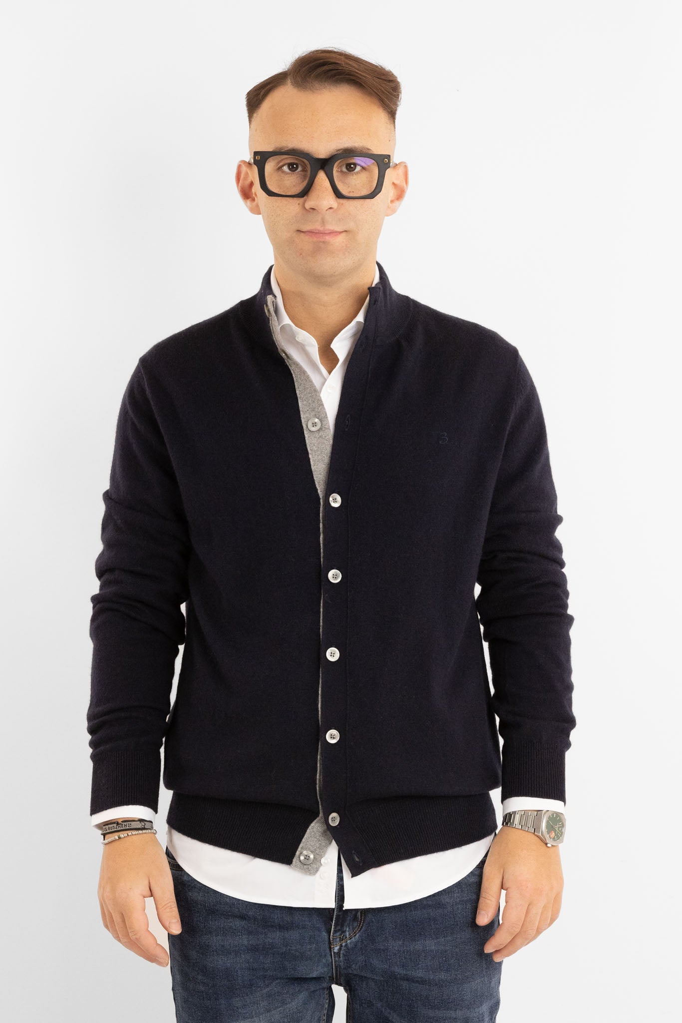 Cardigan con Bottoni Cashmere Blend 2377 | 2 per €60 | Blu