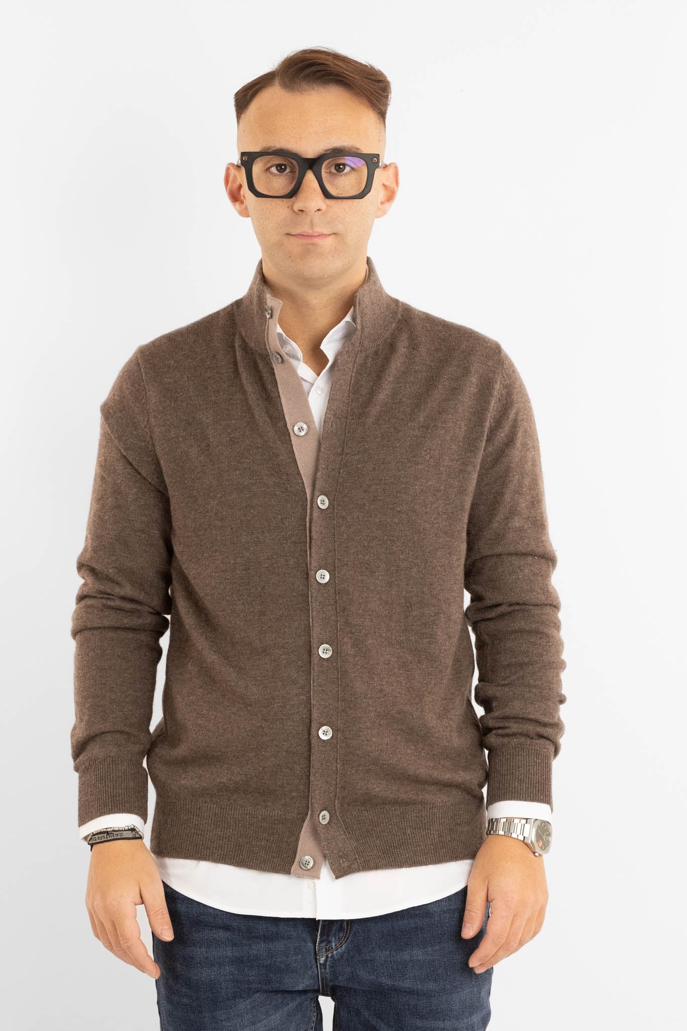 Cardigan con Bottoni Cashmere Blend 2377 | 2 per €60 | Marrone